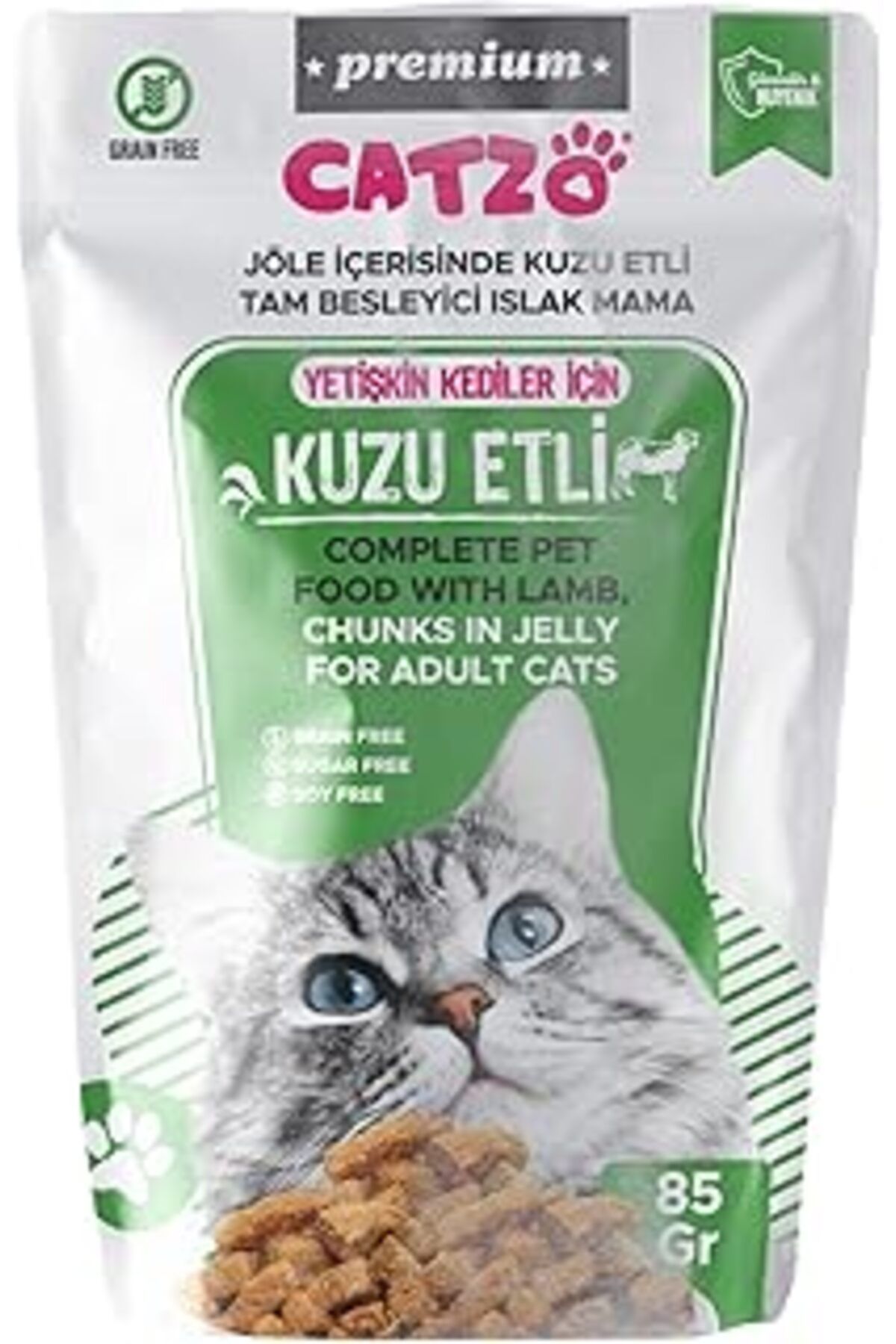 karadağsb Catzo 5 Li Paket Premium Islak Kedi Maması (85 Gr, Kuzu Etli) (Toplam 425 Gr)