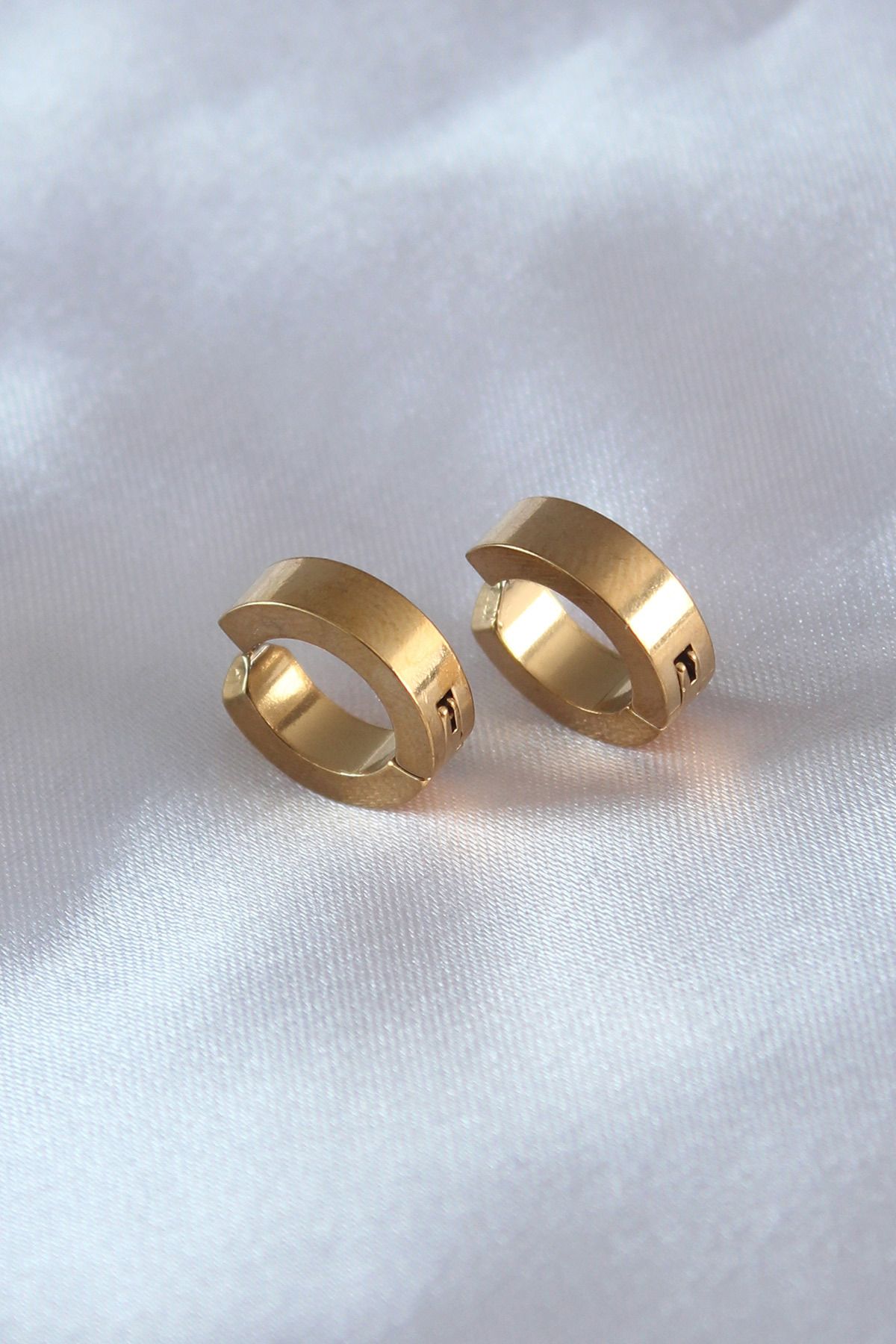 Clariss 316L Çelik Gold Renk Sıkıştırmalı Erkek Küpe