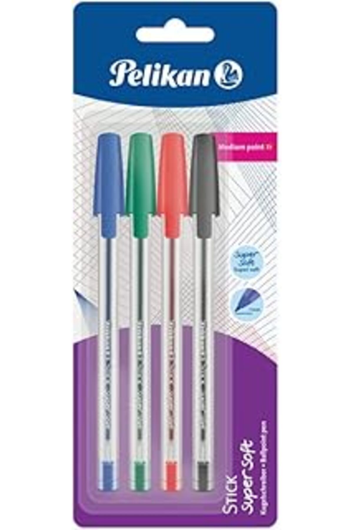 Mu Art Pelikan Stick Tükenmez Kalem 4Lü Blister - S M Y K