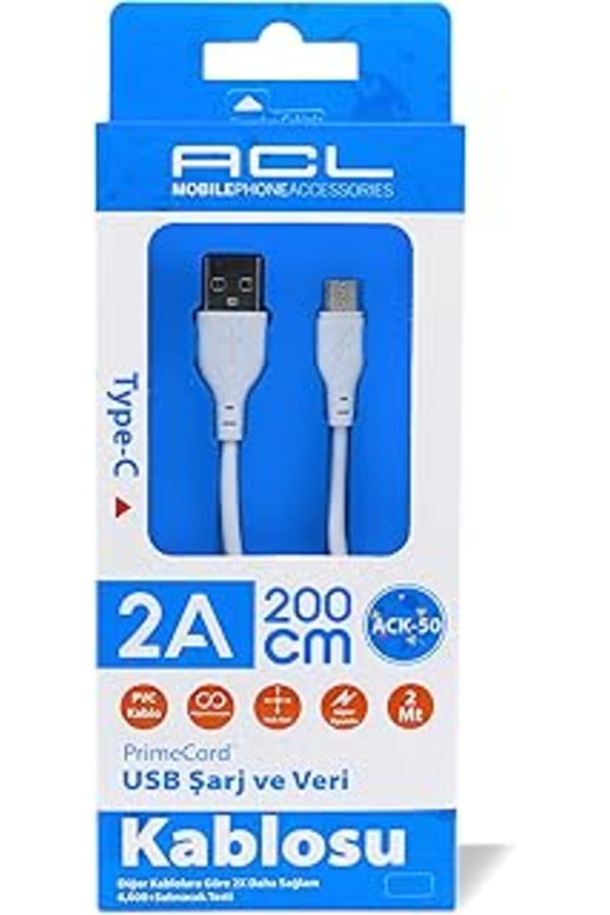 TBSProjects Acl Type-C 2M Hızlı Veri Ve Şarj Kablosu 2A