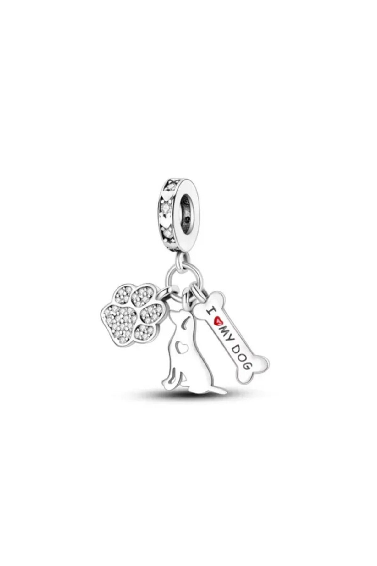 PileaD KÖPEK PATİ KEMİK SALLANTILI GÜMÜŞ CHARM