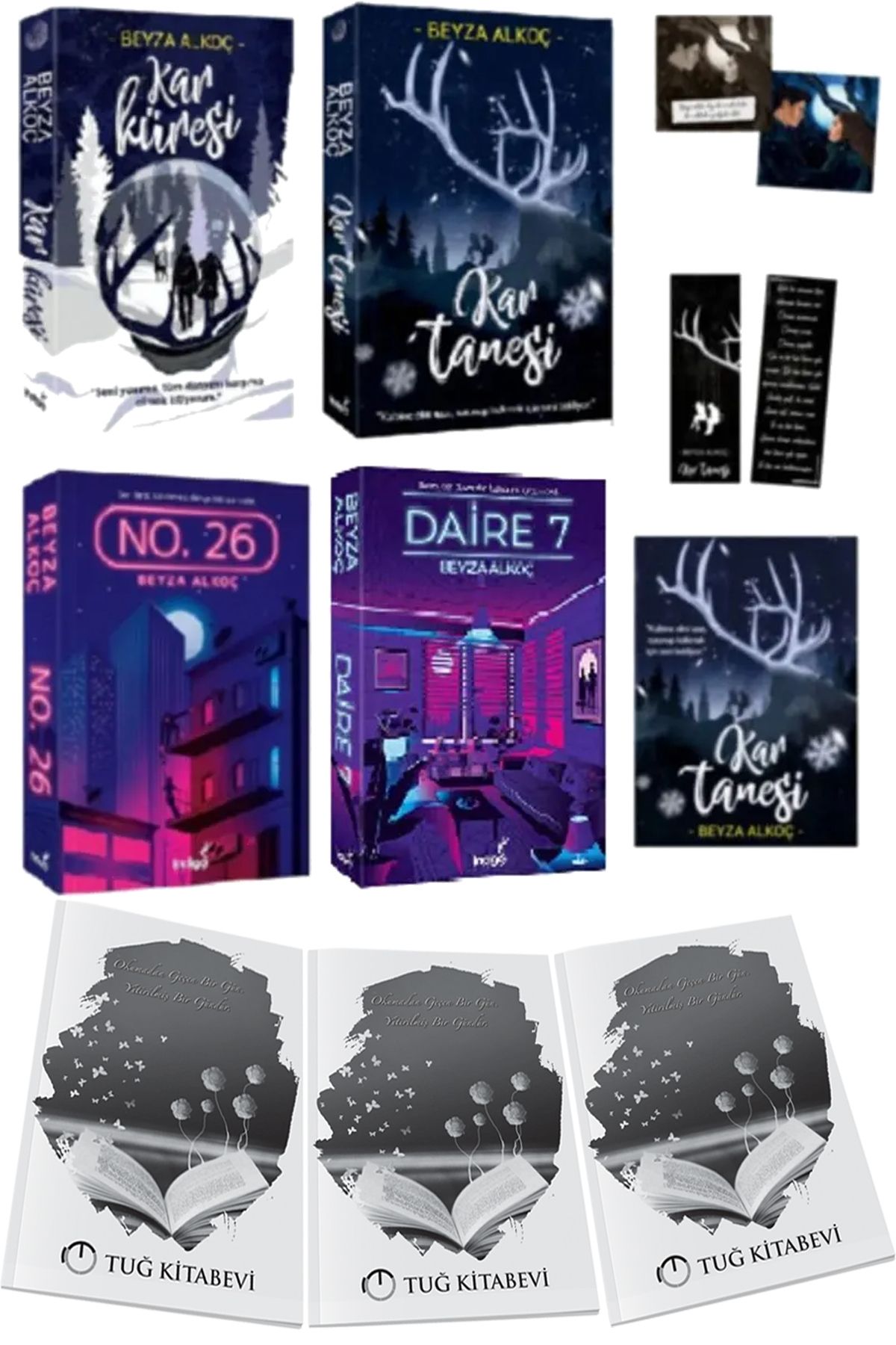 İndigo Kitap No. 26 Daire 7 Kar Küresi Kar Tanesi 4lü Set + Hediyeli