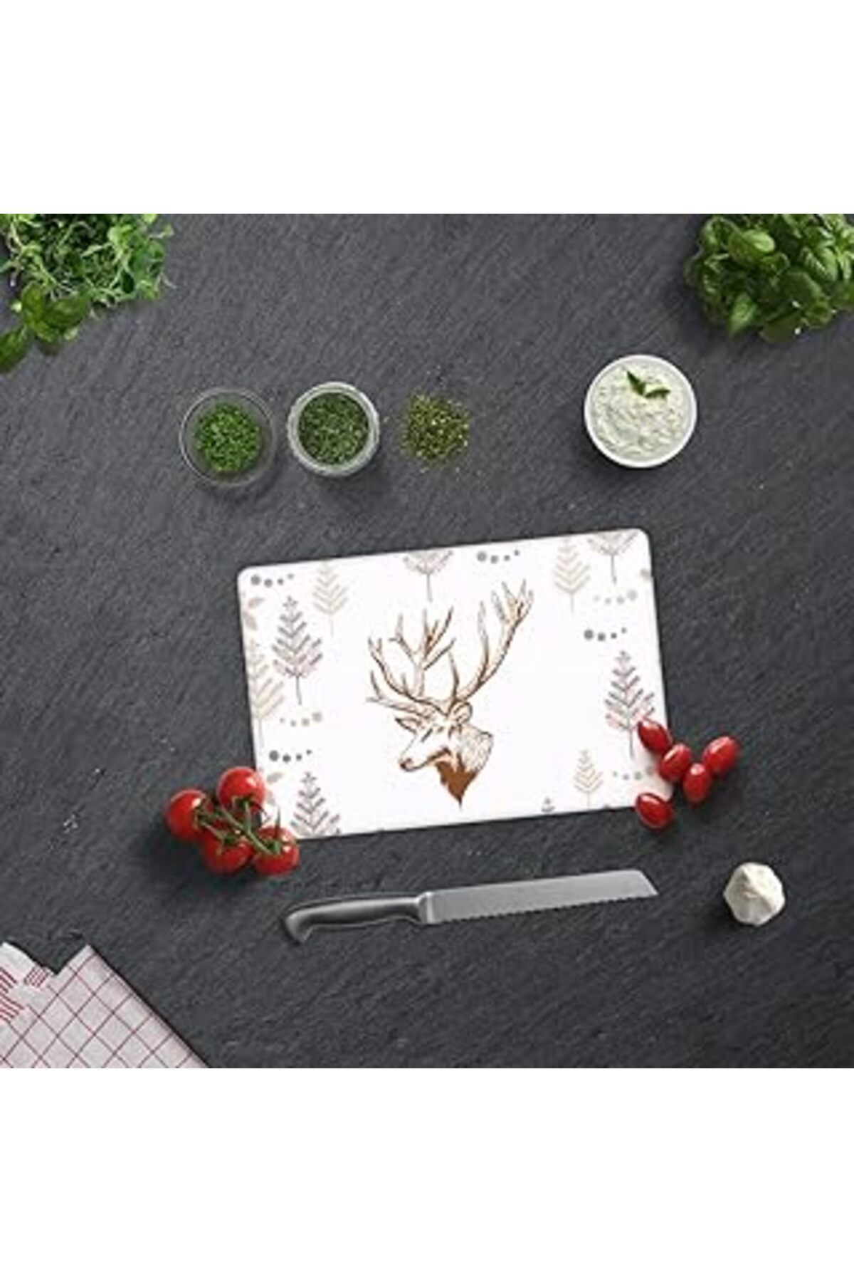 karadağsb Decorita Cervus Deer | Cam Kesme Tahtası (20Cm X 30Cm)