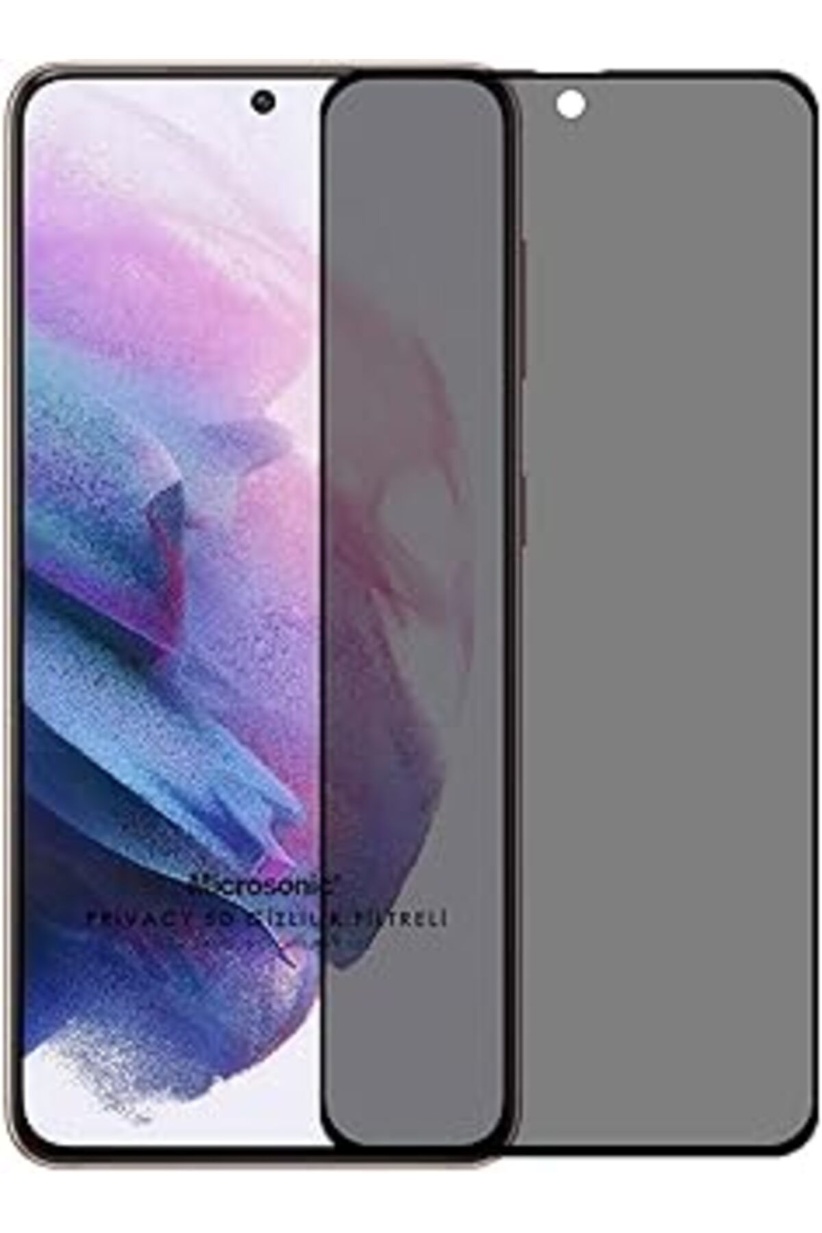 Pazarcan Microsonic Samsung Galaxy S22 Privacy 5D Gizlilik Filtreli Cam Ekran Koruyucu Siyah