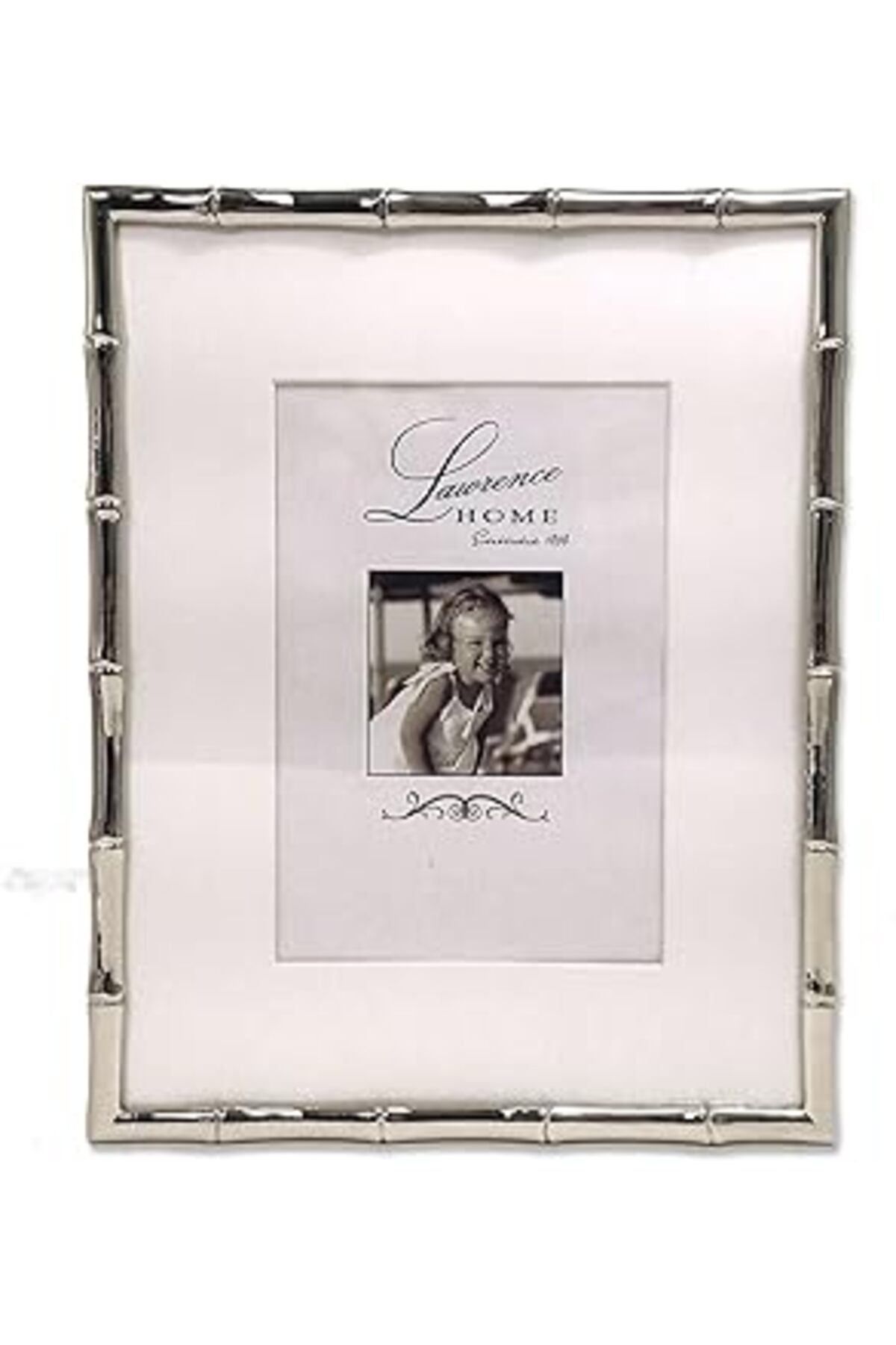 NZM TİCARET Lawrence Frames Bambu Tasarım Metal Çerçeve, 8X10, Mat 5X7, Gümüş