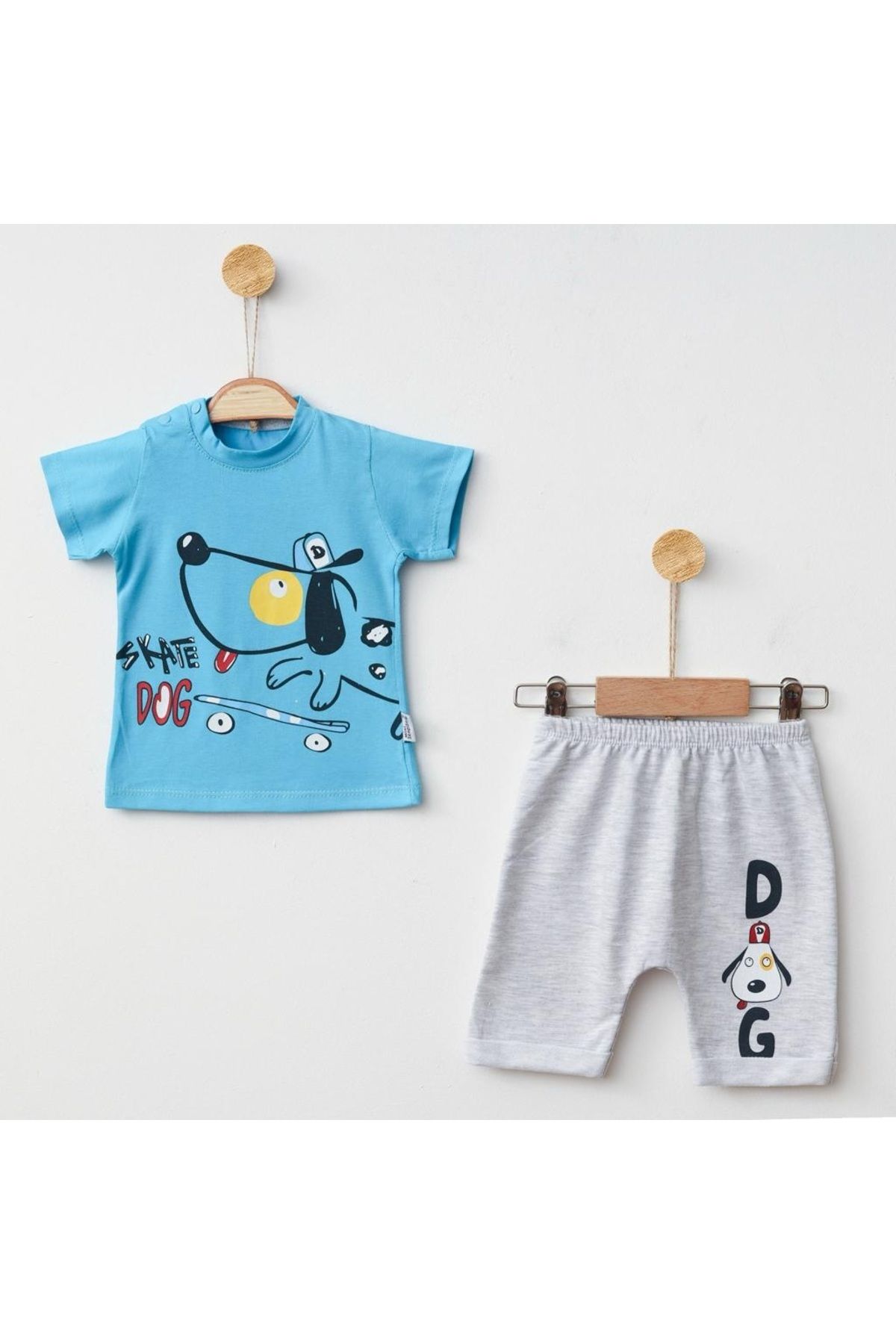 mini sempatik Erkek Bebek Tshirt Şort Takım Baskılı Tişört Şort 2'li T-shirt Şort Takım
