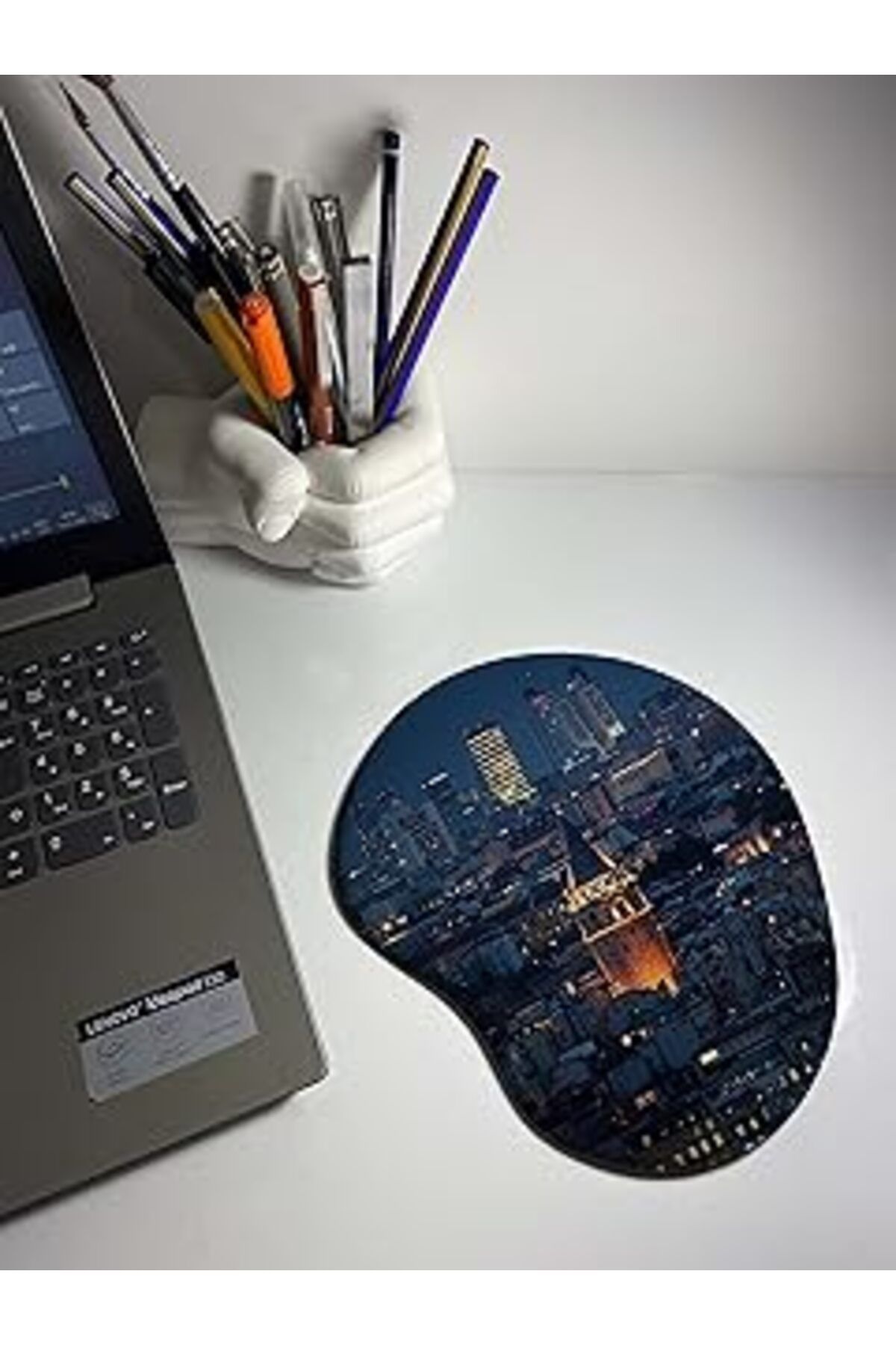 Mu Art Ahşap Rakkun Shop Galata Kulesi Baskılı Bilek Destekli Mouse Pad
