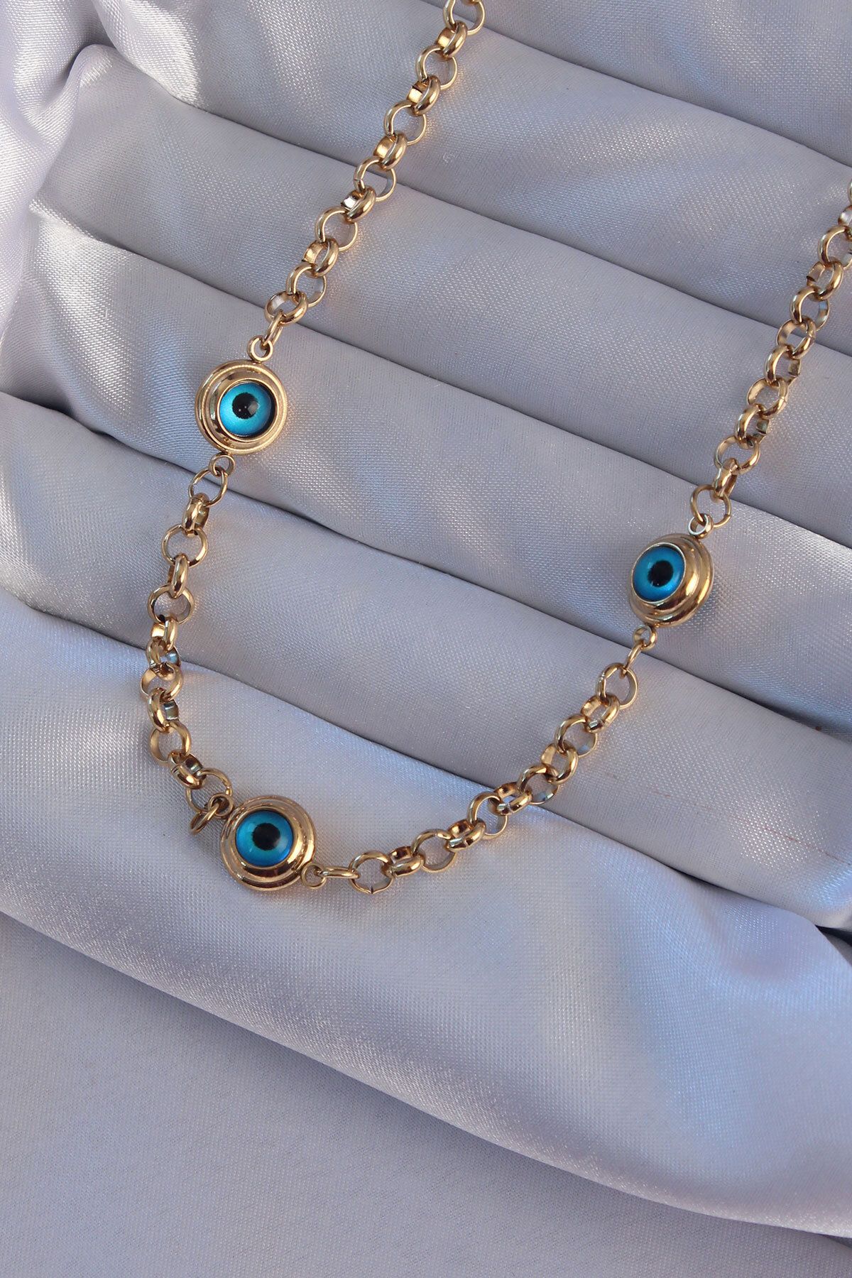MMB Boutique 316L Çelik Gold Renk Nazar Boncuk Model Kolye
