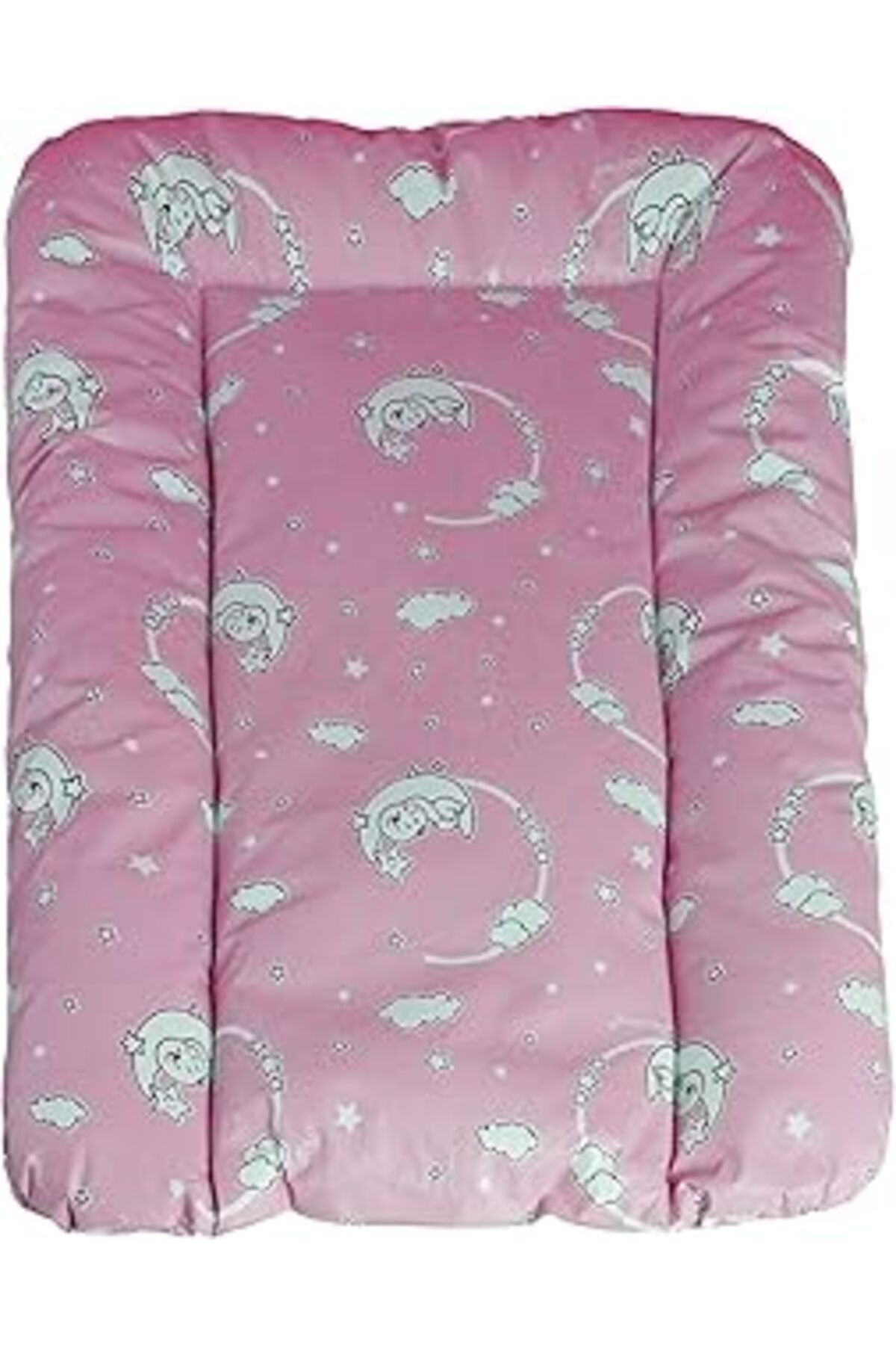 Mu Art Ahşap Baby'Ness Elyaf Dolgulu Pvc Bebek Bezleri Minderi, Sıvı Geçirmez, Leke Tutmaz, Aydede Desenli, Pemb