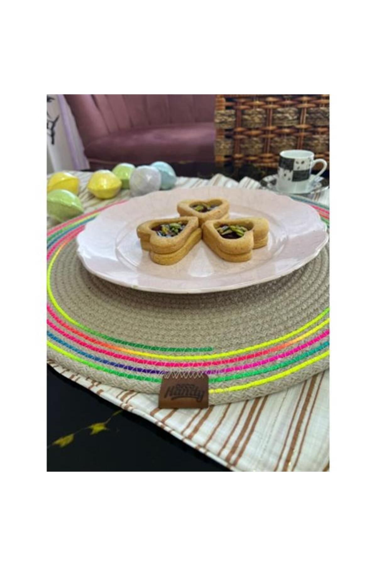 DENİZBİLİŞİM 39Cm Neon Renkli Şeritli Jüt Örme Supla Amerikan Servis