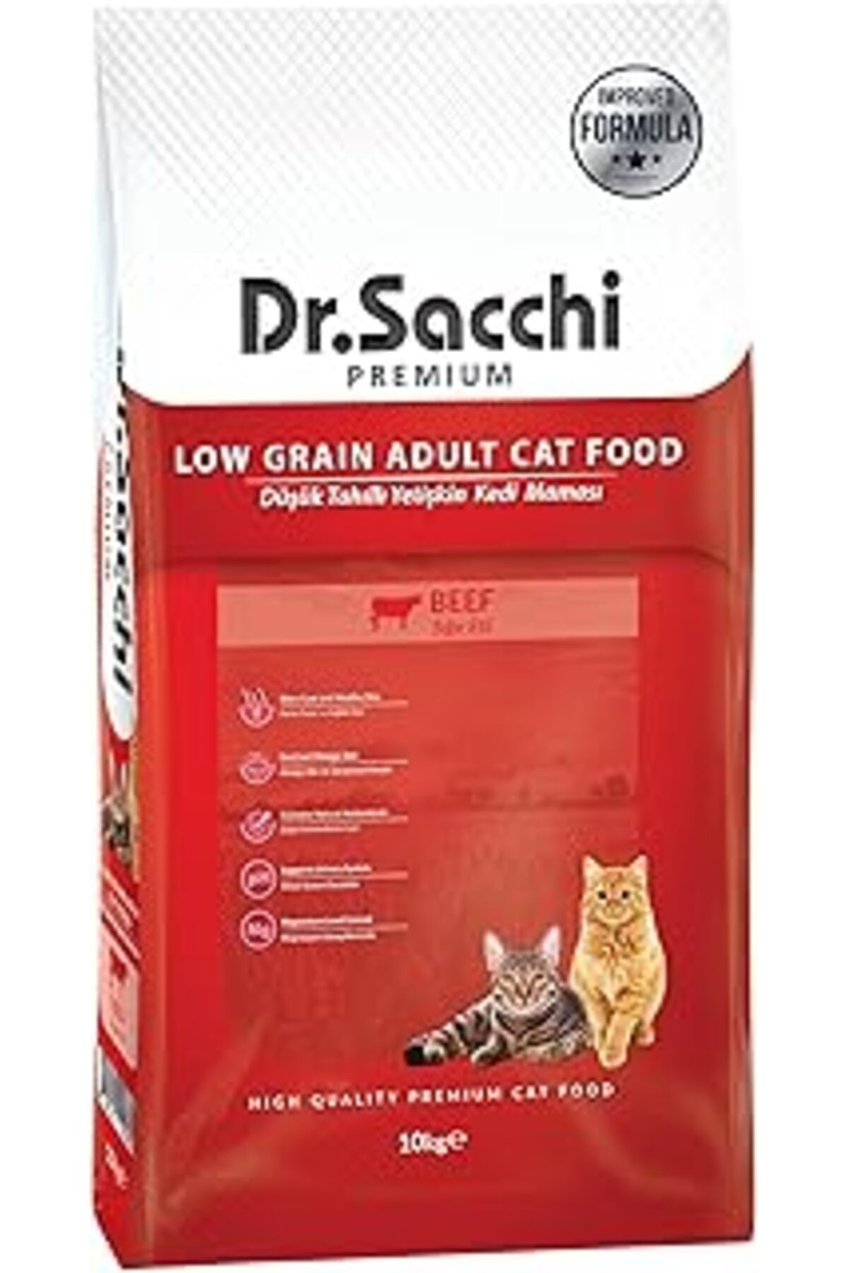 karadağsb Dr.Sacchi Düşük Tahıllı Sığır Etli Yetişkin Kedi Maması 10Kg