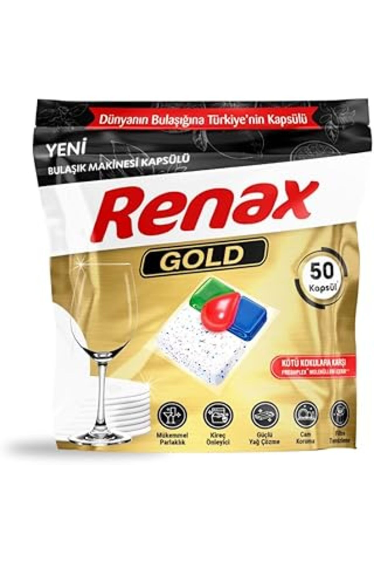 Mu Art Renax Gold Bulaşık Makinesi Kapsül Deterjanı 50 Adet