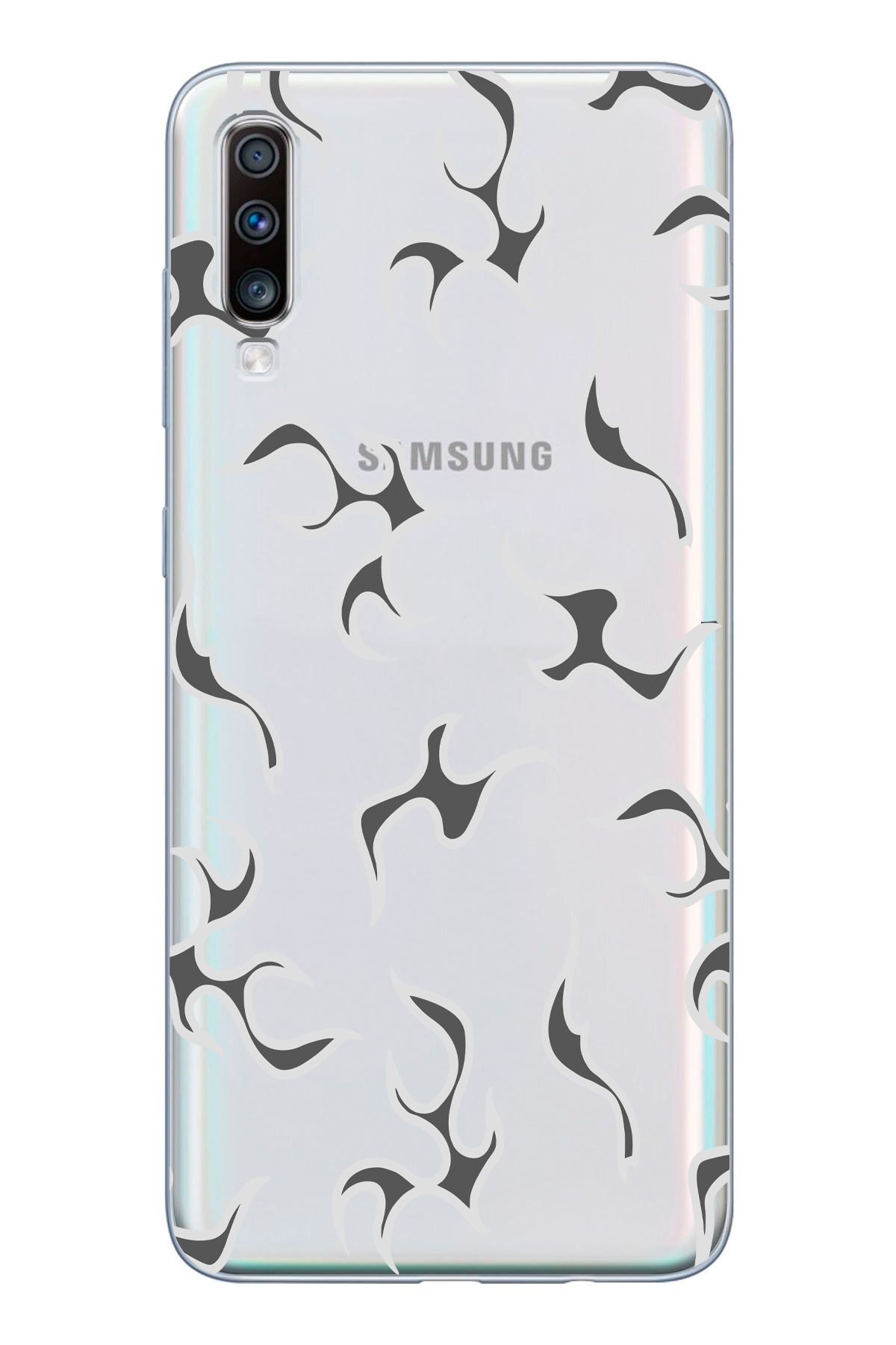 moonset Samsung Galaxy A70 Uyumlu Şimşek Tasarımlı Baskılı Şeffaf Telefon Kılıfı