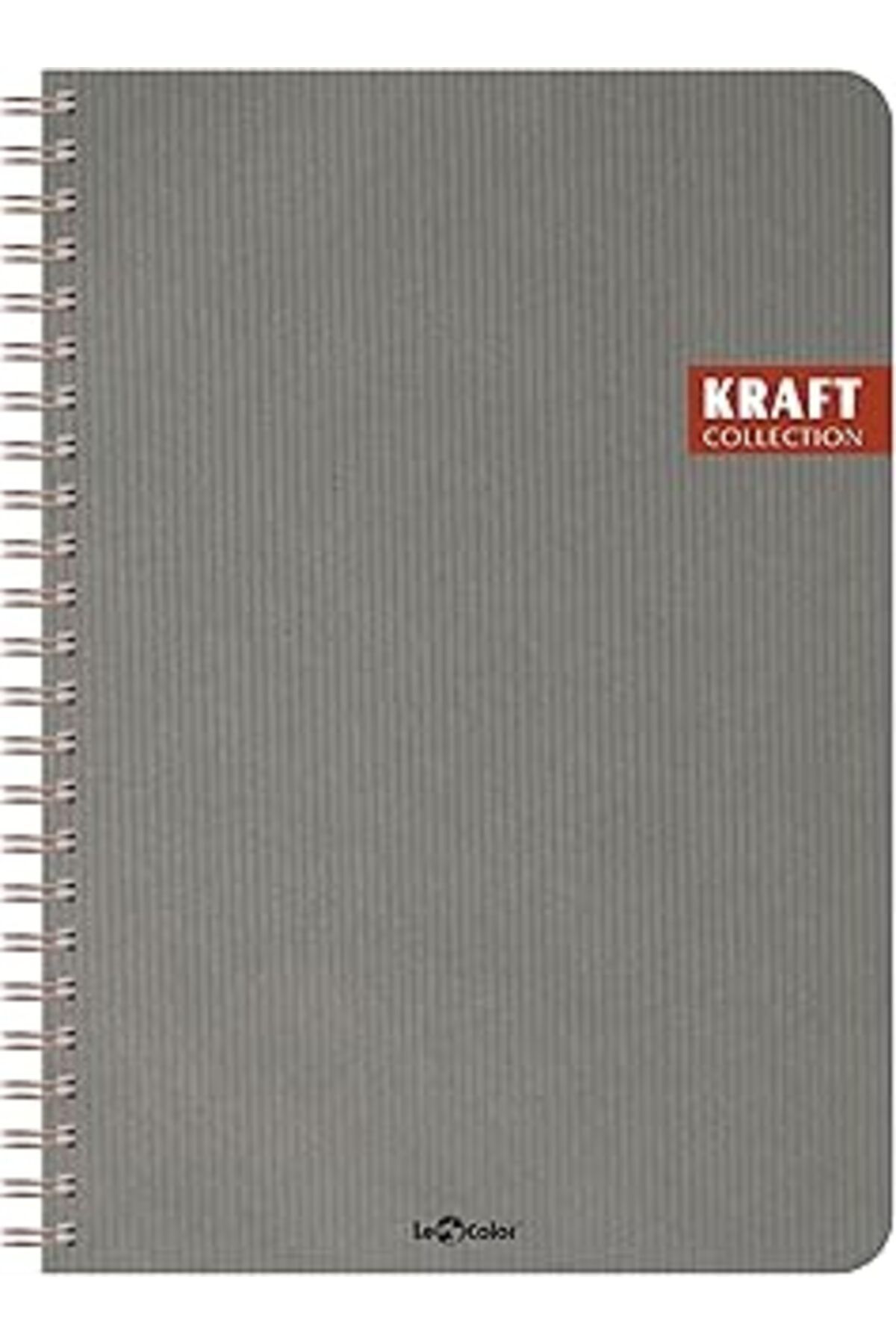 NZM TİCARET Le Color Kraft Ofis Defter Spiralli Çizgili Gri