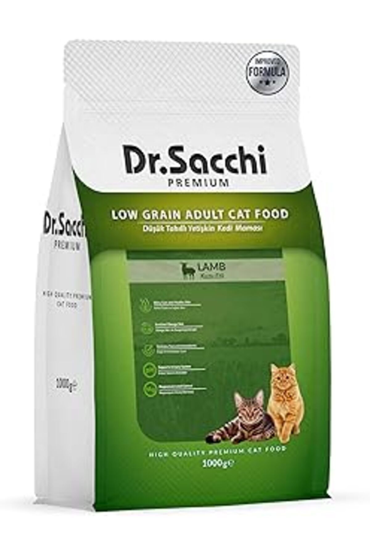 Mu Art Dr.Sacchi Premium Düşük Tahıllı Kuzu Etli Yetişkin Maması 1 Kg