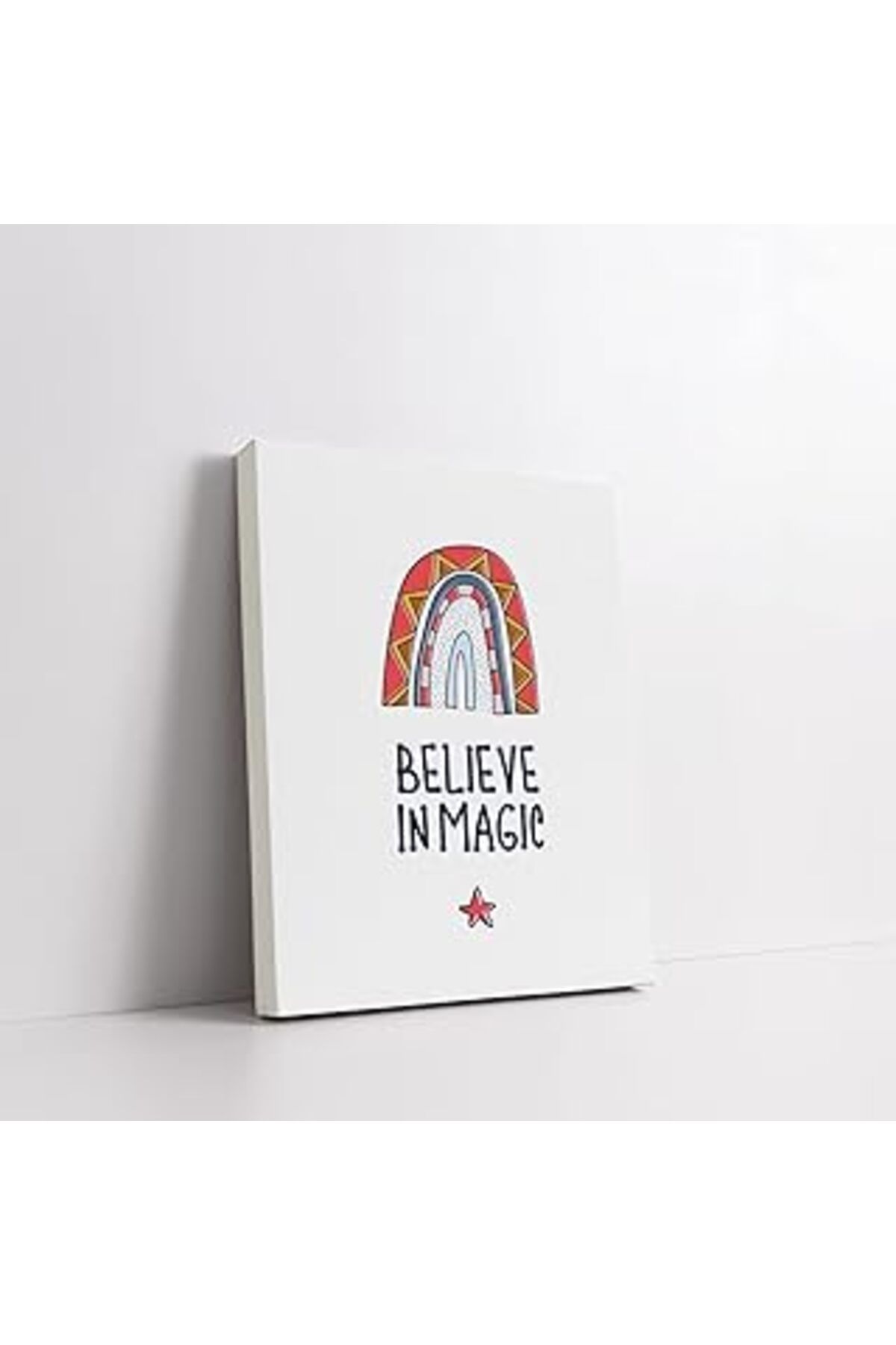 DENİZBİLİŞİM Believe In Magic - Çocuk Odası İçin Renkli Kanvas Tablo, Doğal Ahşap Çerçeveli, 30X40 Cm