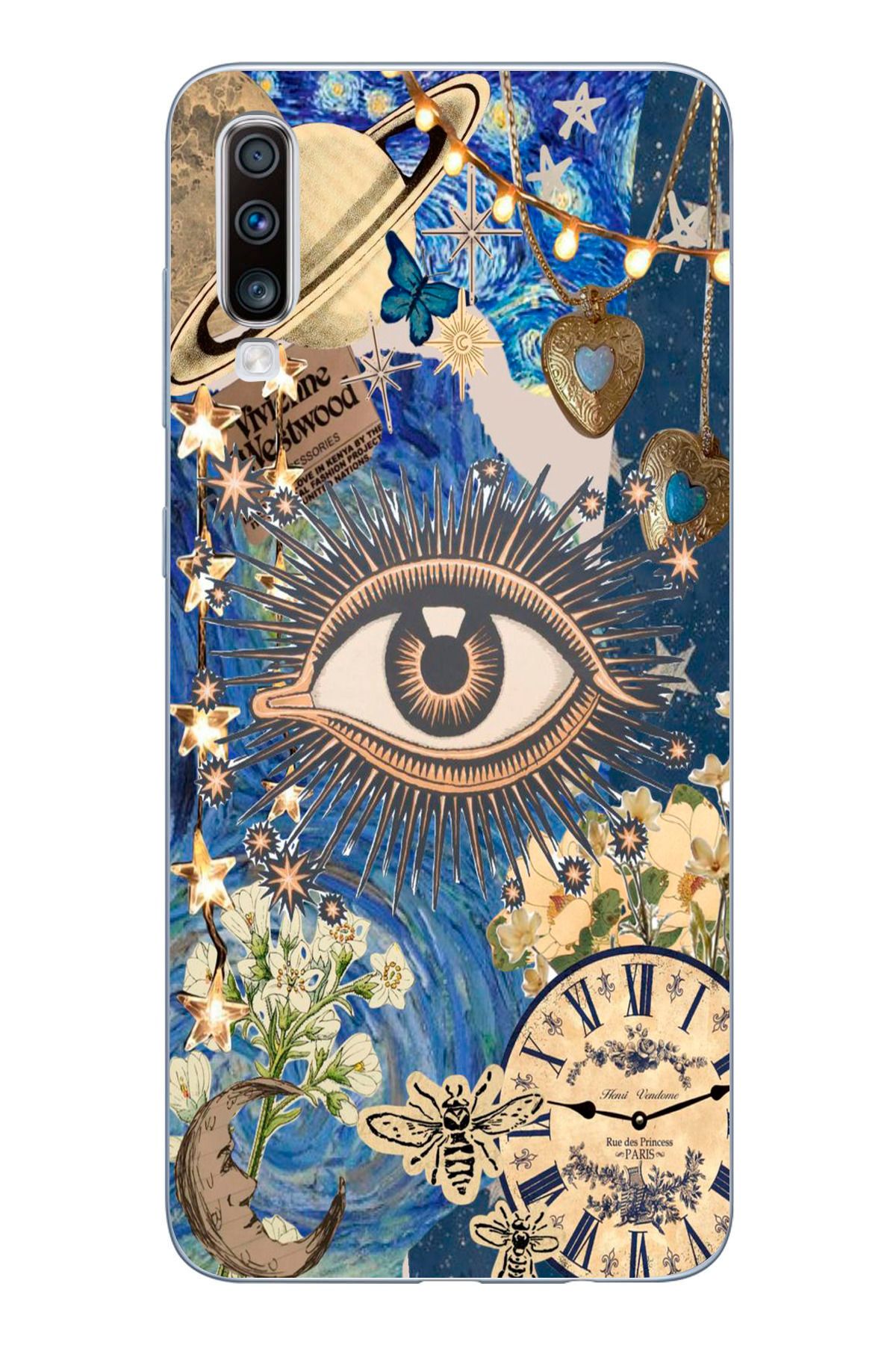 moonset Samsung Galaxy A30S/A50/A50S Uyumlu Göz Tasarımlı Baskılı Şeffaf Telefon Kılıfı