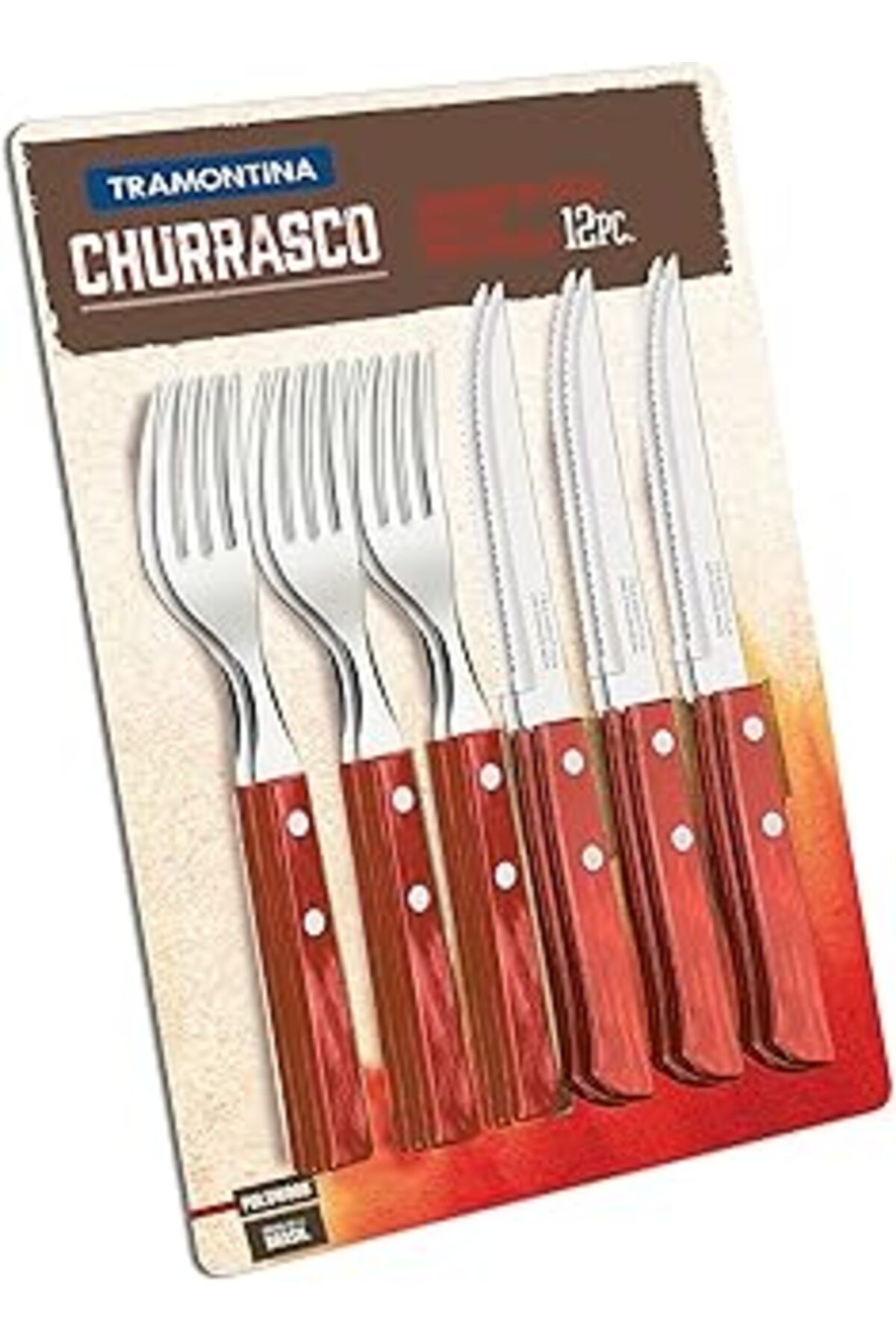karadağsb Tramontina 21199/711 Biftek Sofra Takımı-Set, 12 Parça Kırmızı Griffen 2-Kat Perçinlenmiştir 6 X Bi