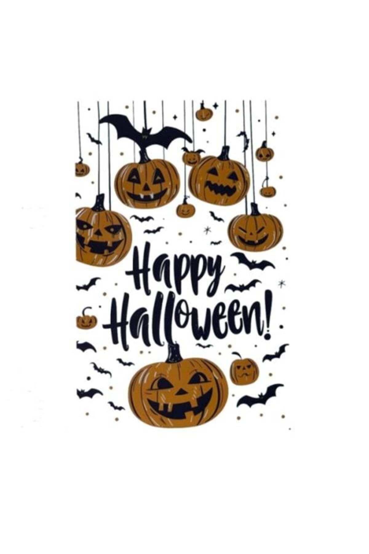 Mu Art Ahşap Halloween Temalı Balkabaklı Duvar Sticker Seti Uyumlu