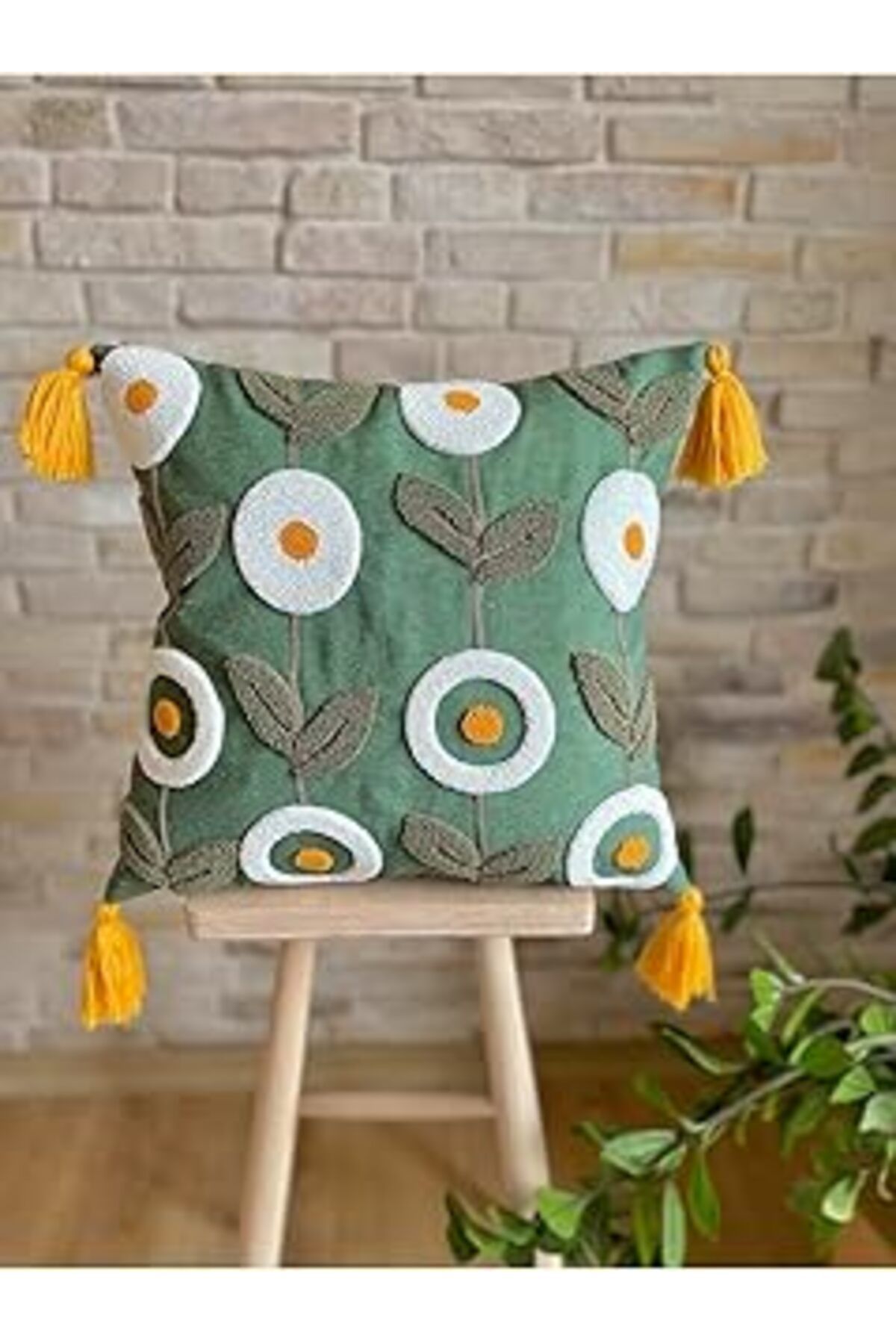 karadağsb Swita Tekli Premium Punch Işlemeli Kırlent Kılıfı Açik Yeşil 43 X 43 Swıtanm225