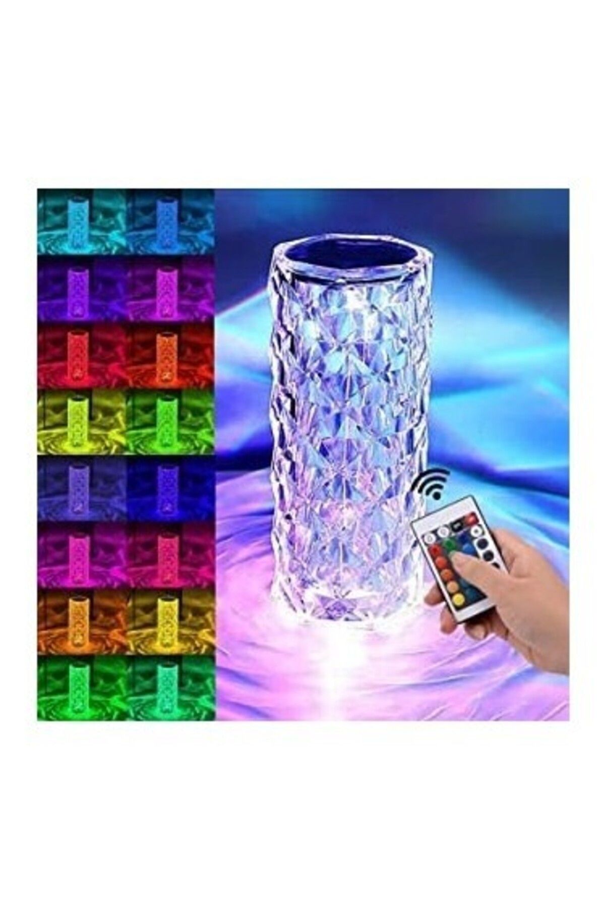 Emperium Kristal Elmas Masa Lambası 16 Renk USB Şarjlı Dokunmatik (5122)