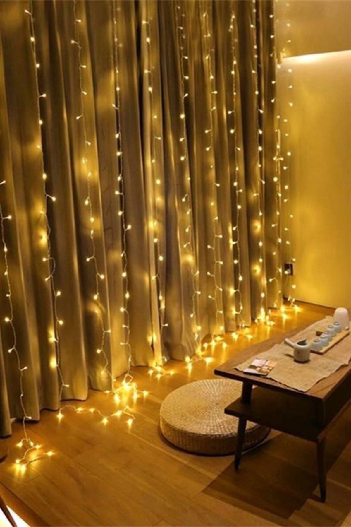 tedaks 8 Fonksiyonlu 200 Led 10 Saçak Şerit Led 2x2 Perde İp Led (Gün Işığı)