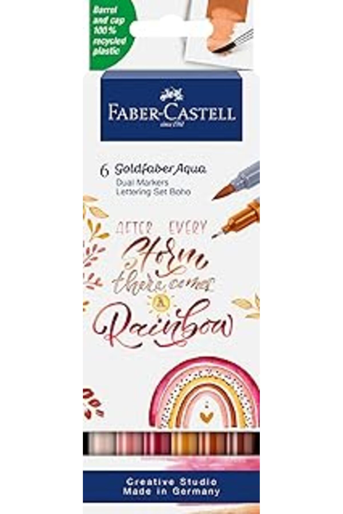 TBSProjects Faber-Castell Goldfaber Aqua Çift Uçlu Markör, Kaligrafi, 6‘Lı Boho
