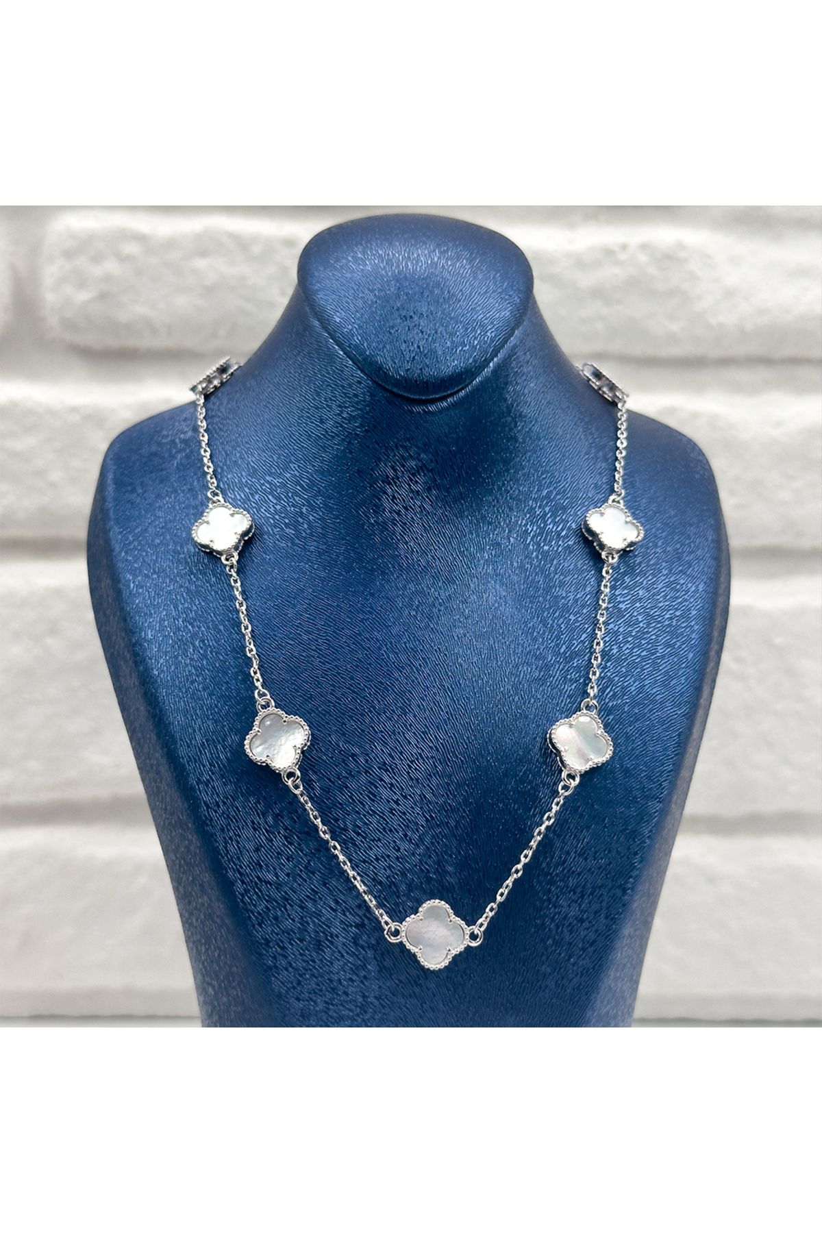 Livora Jewelry Sıralı Taşlı Van Cleef Gümüş Kolye