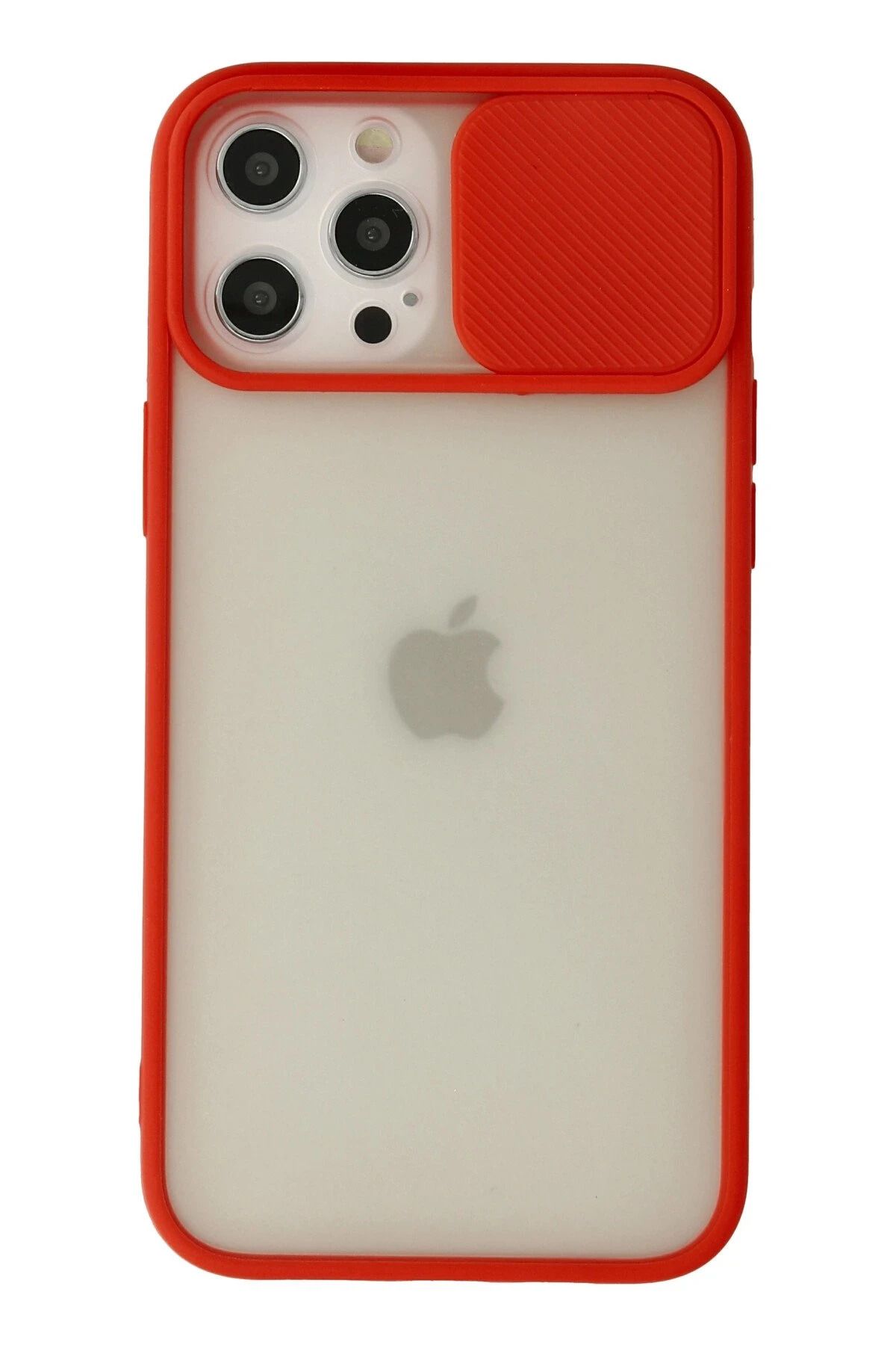 NewFace iPhone 12 Pro Max Kılıf Palm Buzlu Kamera Sürgülü Silikon - Kırmızı JOJUA