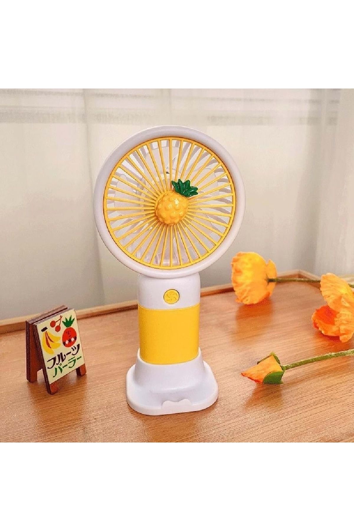 MetaForce Mini Fan Şarjlı Taşınabilir El Vantilatörü Telefon Standı Meyve Figürlü Usb Mini Fan 250Mah 5W Güçlü
