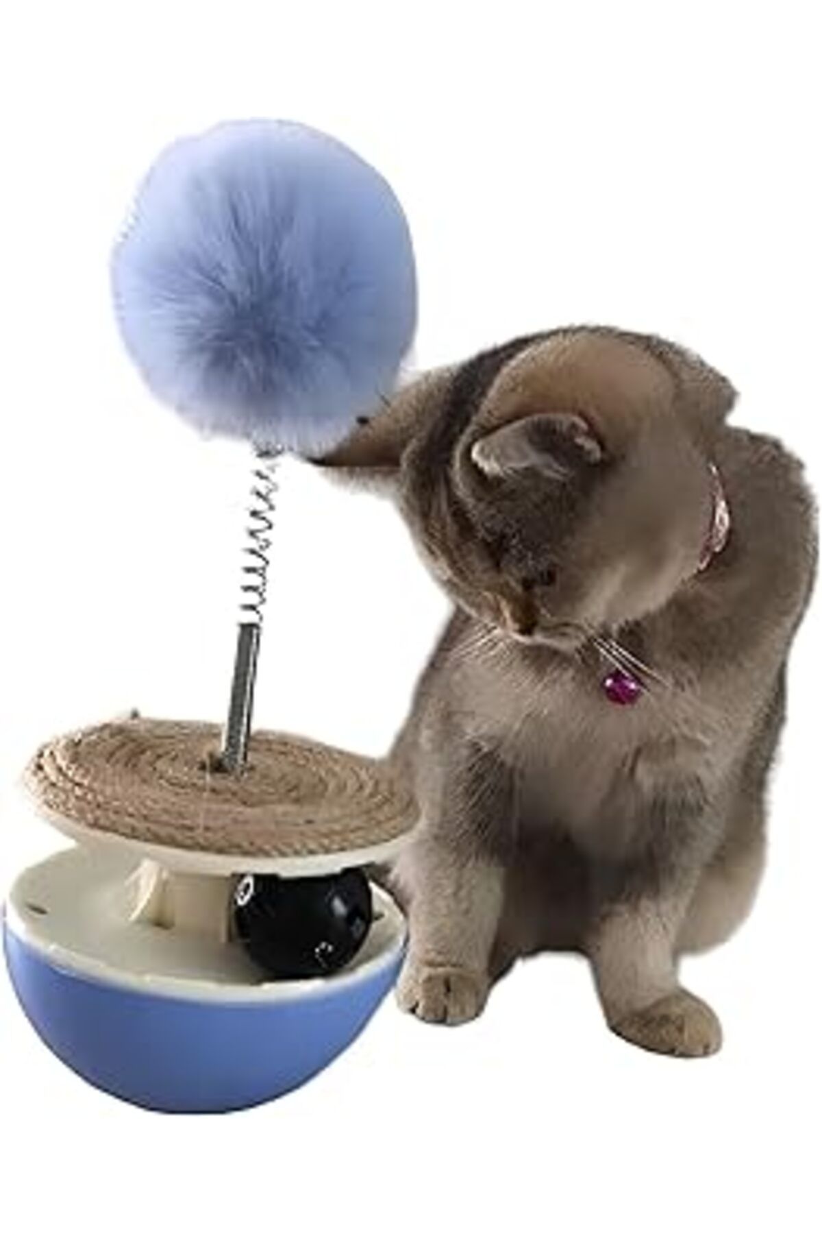 karadağsb Aee® 5 Özellikli İnteraktif Kedi Oyuncağı - Hacıyatmaz - Yaylı Tel - Tüylü Peluş - Tırmalama İpi -