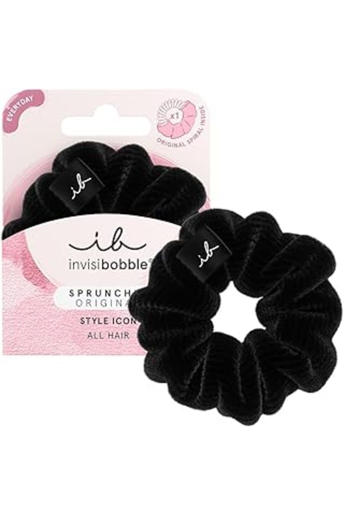 Mu Art Ahşap Invisibobble Sprunchie Siyah Kadiye Kumaşlı Saç Tokası