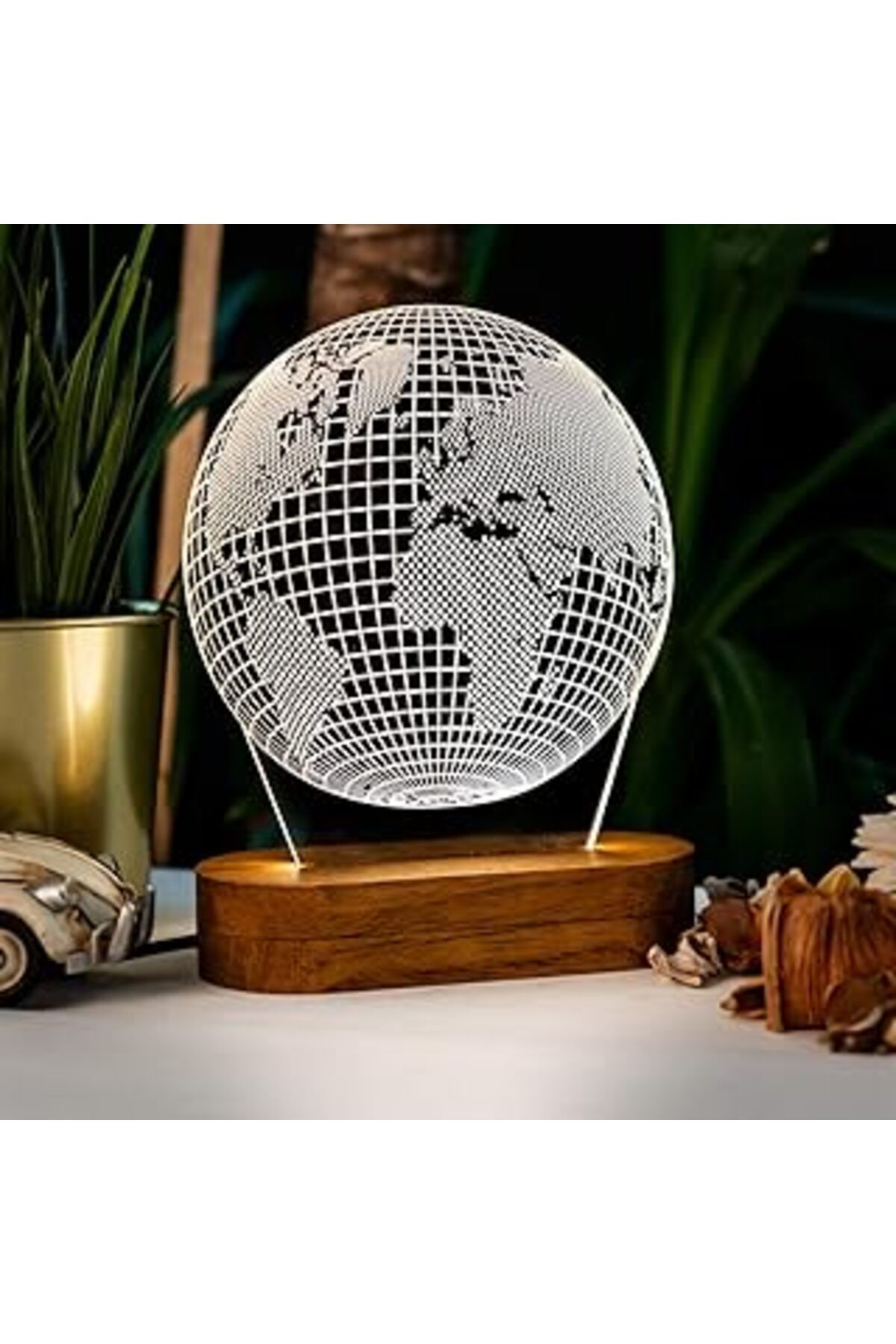 karadağsb Dünya Haritası Tasarımlı 3D Led Lamba Usb Bağlantılı Sarı Işık