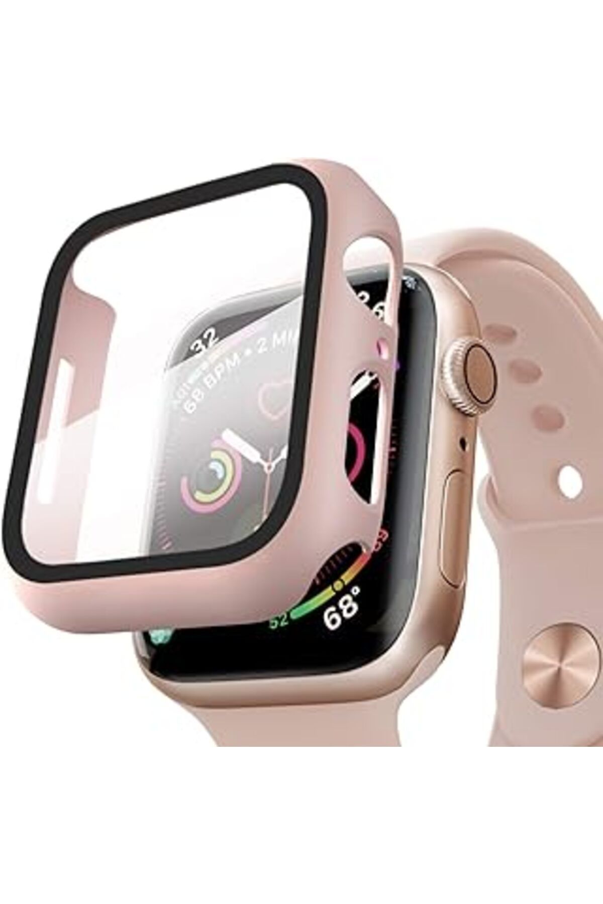 karadağsb Microsonic Apple Watch Series 7 45Mm Için Kılıf Matte Premium Slim Watchband Rose Gold