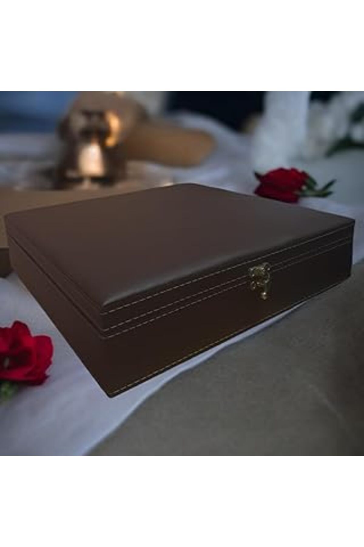 robotrend Adalinhome 10 Bölmeli Deri Kaplamalı Aksesuar Takı Saat Kutusu (Kahve)