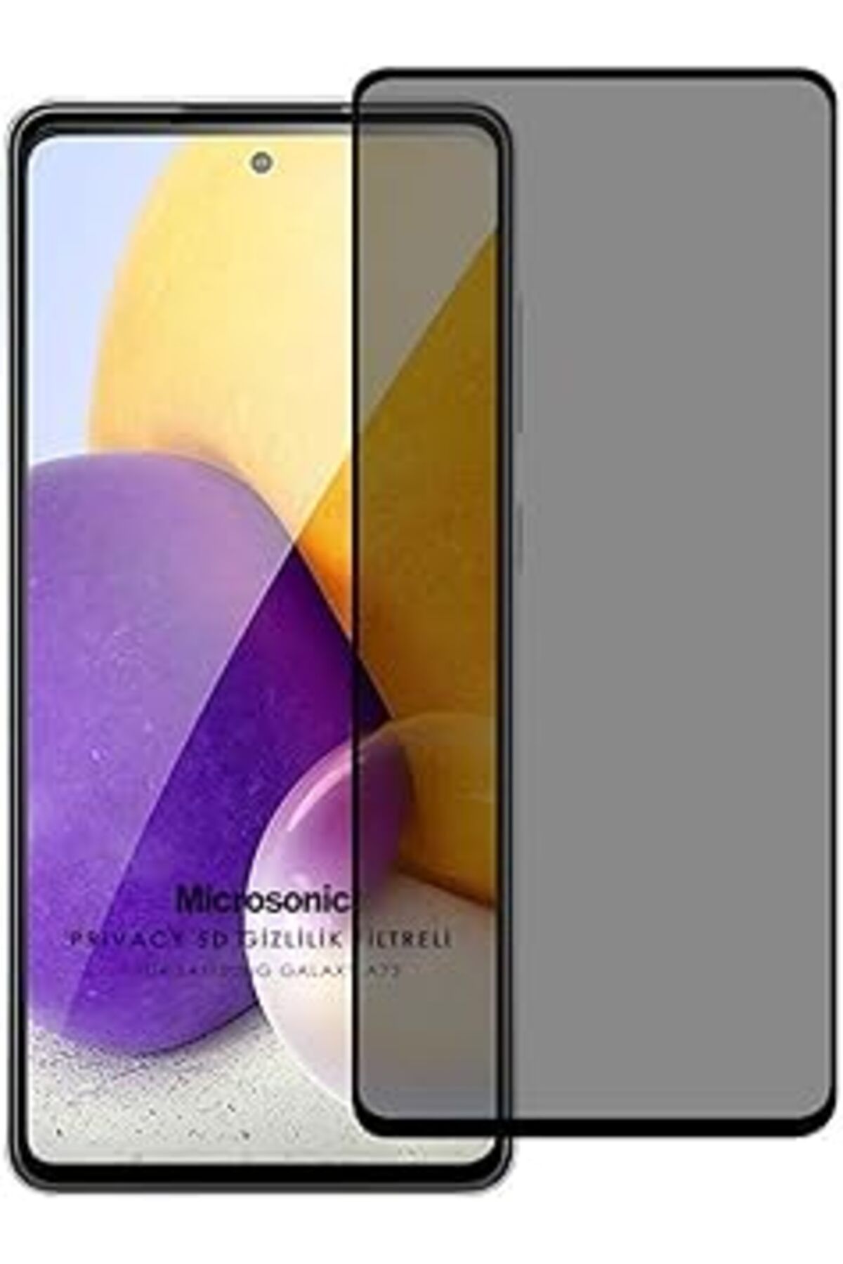 Pazarcan Microsonic Samsung Galaxy A73 5G Privacy 5D Gizlilik Filtreli Cam Ekran Koruyucu Siyah