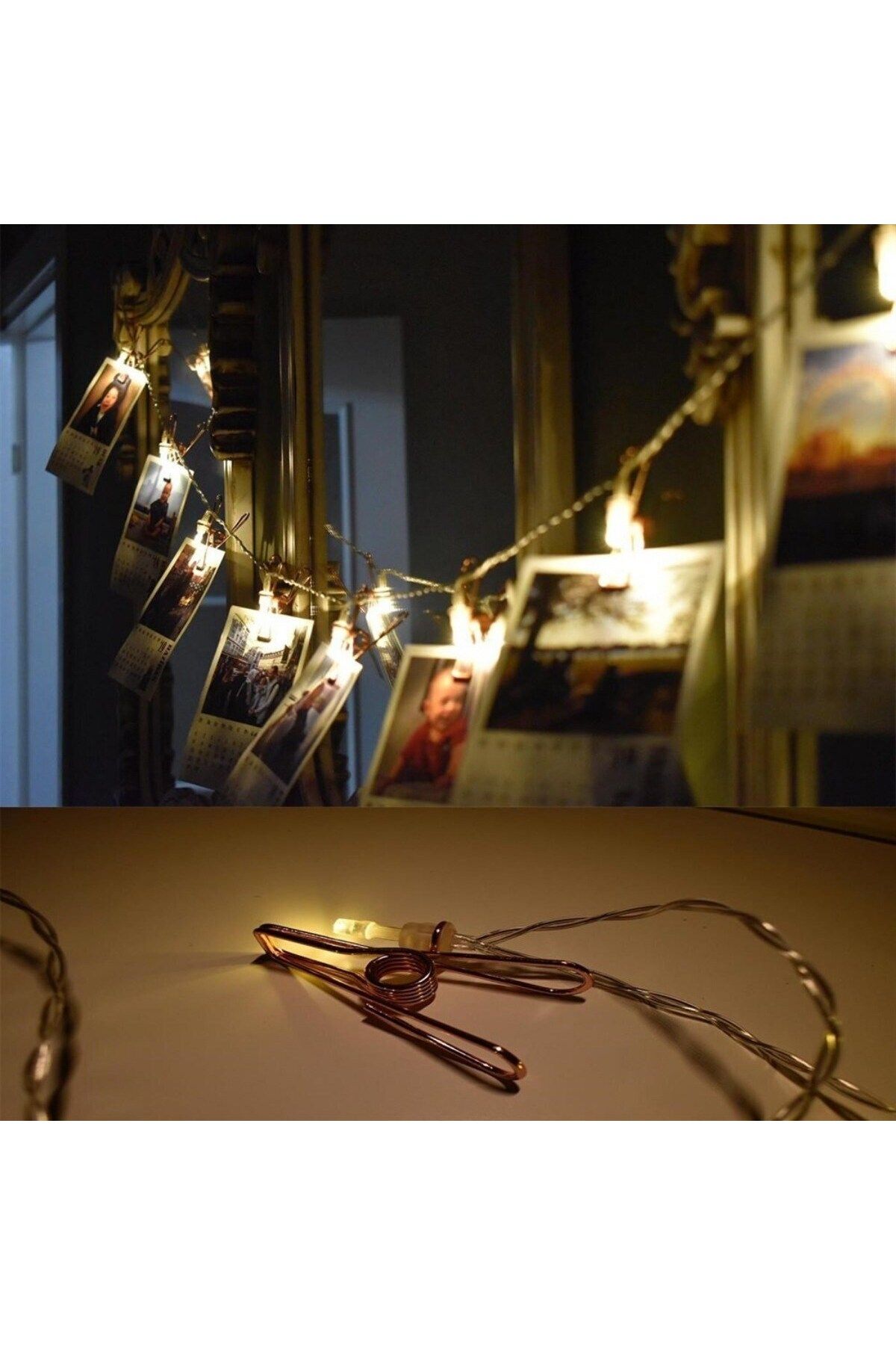 Emperium Bakır Renkli Led Işıklı Fotoğraf Asma Işık Süsleme Mandalları (5122)