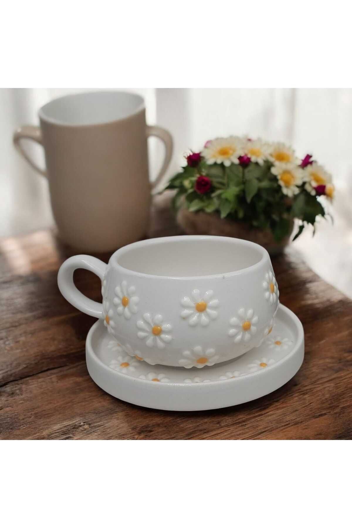 Home Yuvarlak Kabartma Papatya Desenli Fincan