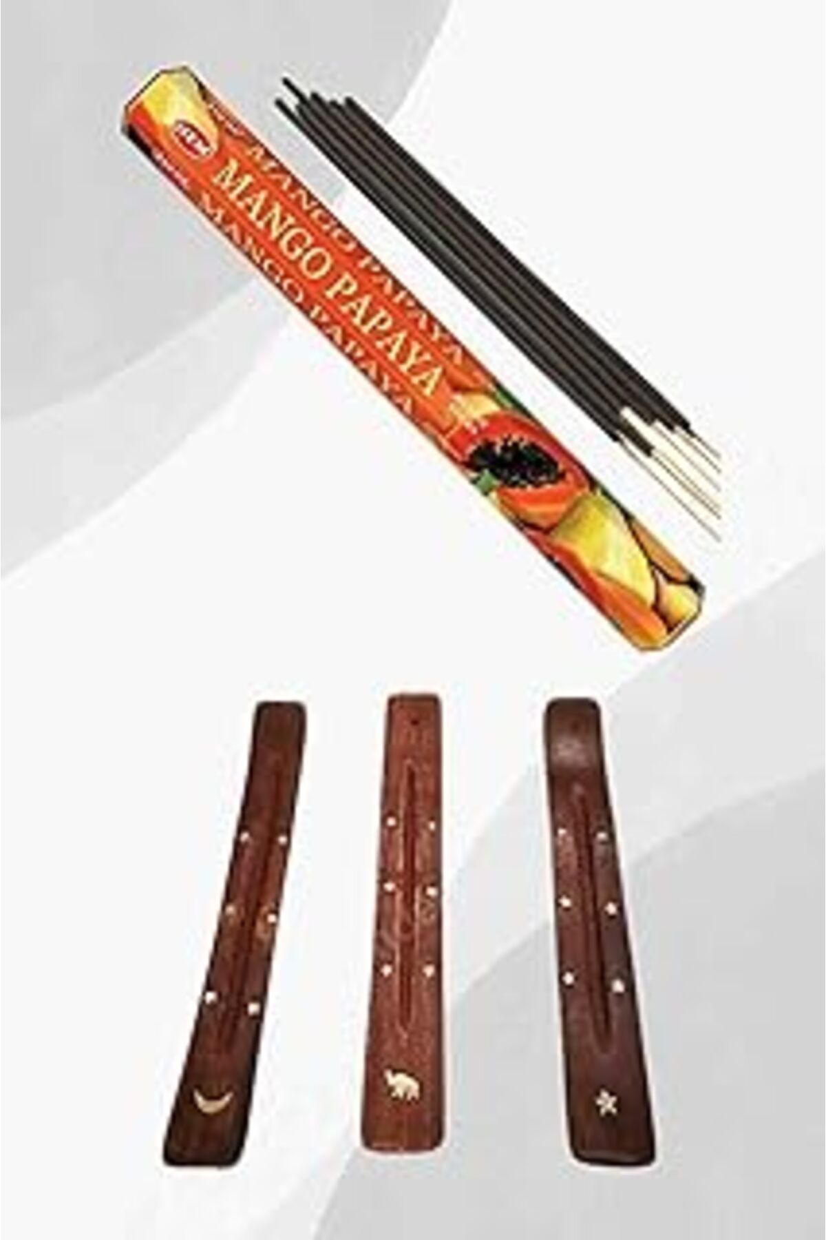 Pazarcan Dr Baharat 12 Farklı Çeşit Seçeneği Ahşap Tütsülük Hediyeli 20'Li Çubuk Tütsü(Hem) (Mango Papaya(Ra