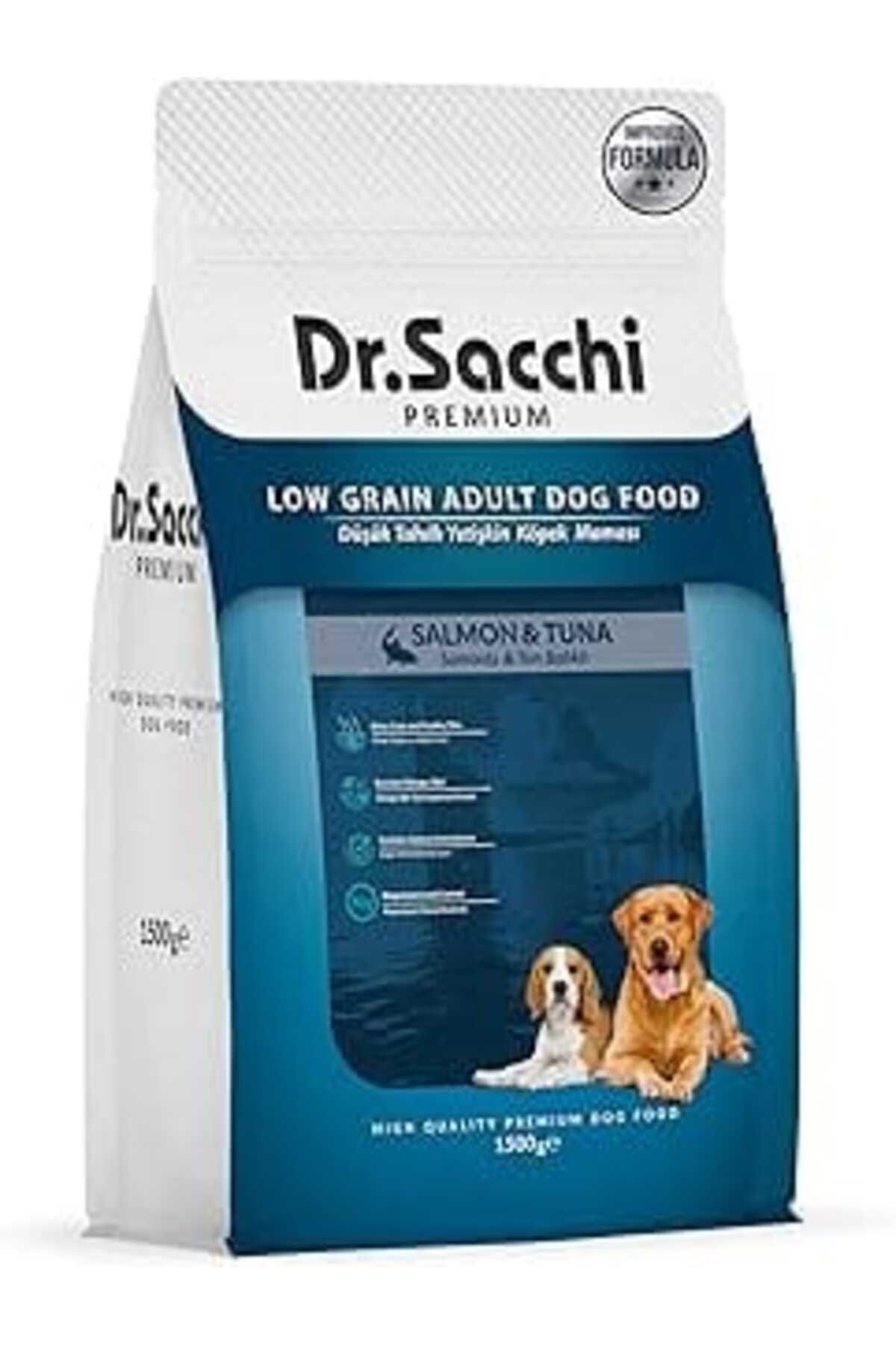 Mu Art Dr.Sacchi Premıum Düşük Tahıllı Somonlu Ve Ton Balıklı Yetişkin Köpek Maması 1,5 Kg