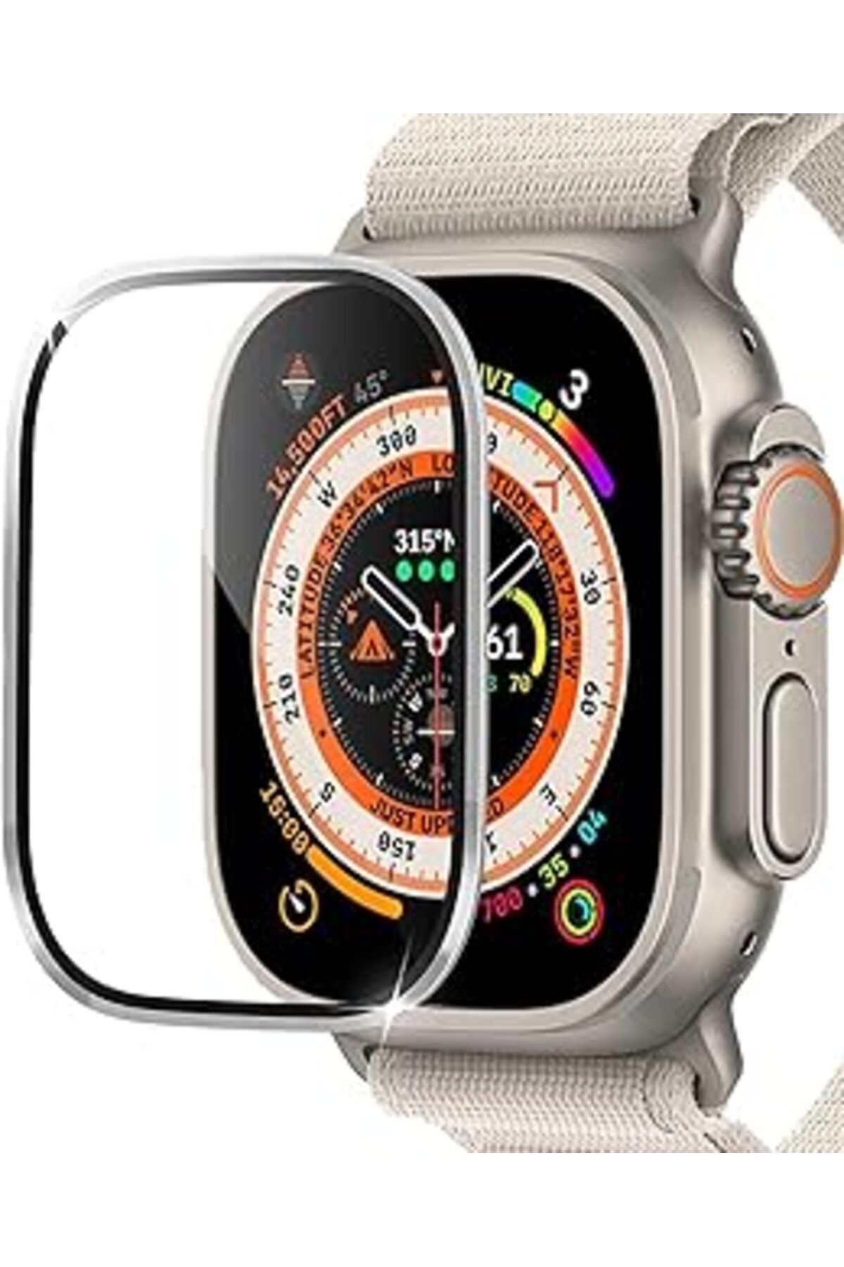 NZM TİCARET Microsonic Apple Watch Ultra Tam Kaplayan Cam Ekran Koruyucu V2 Gümüş [Watch Ultra Ile Uyumlu Ekran