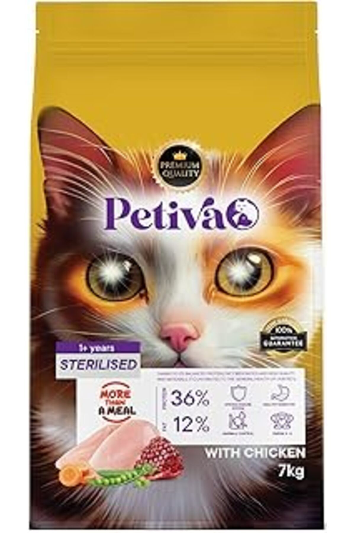Mu Art Petiva Kısırlaştırılmış Yetişkin Kediler İçin Tavuk Etli Kuru Maması (7 Kg, Tavuk)(Geri Iadesi Yokt