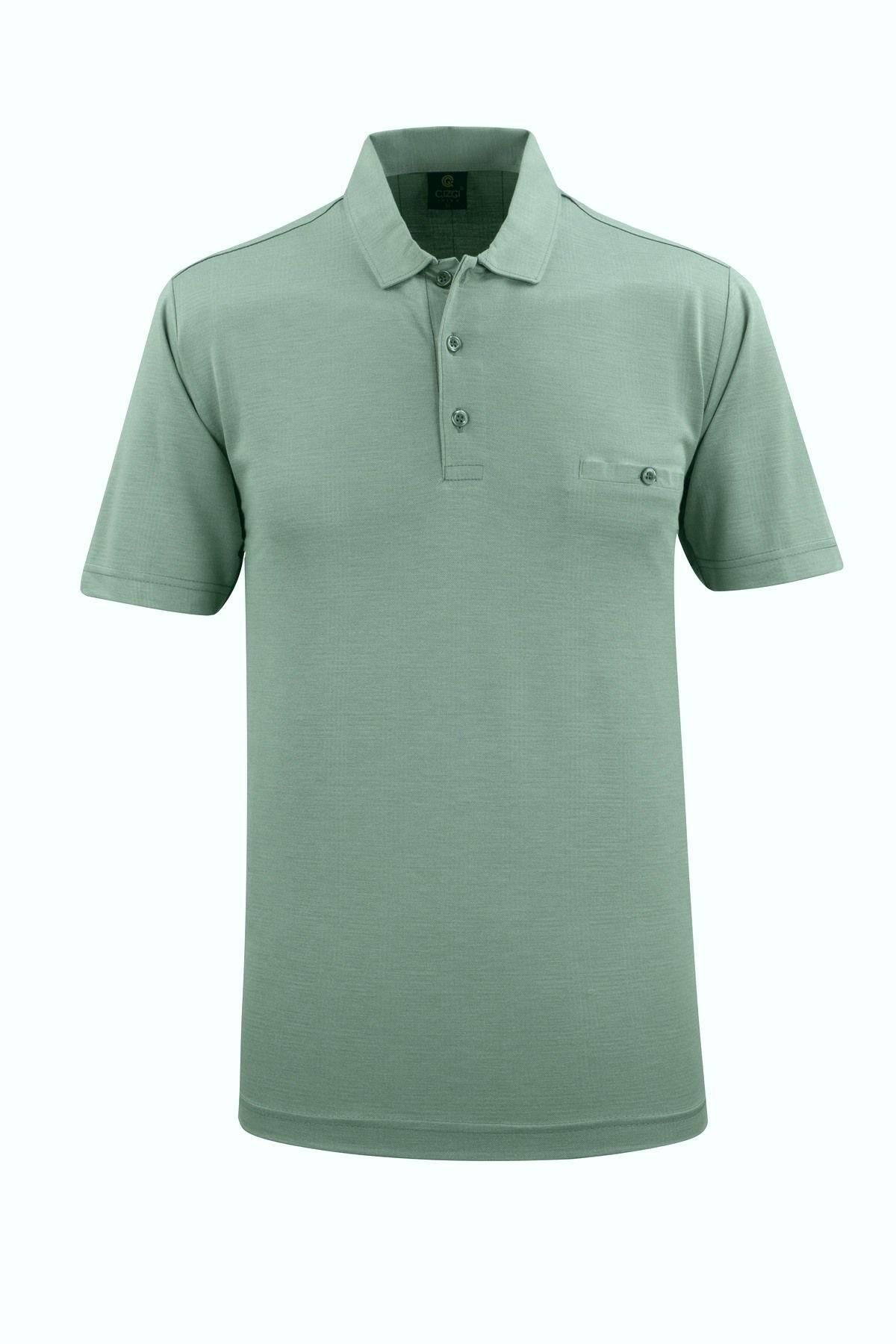Çizgi Triko Erkek Polo Yaka Cepli Tişört 5107 BGL-ST04562