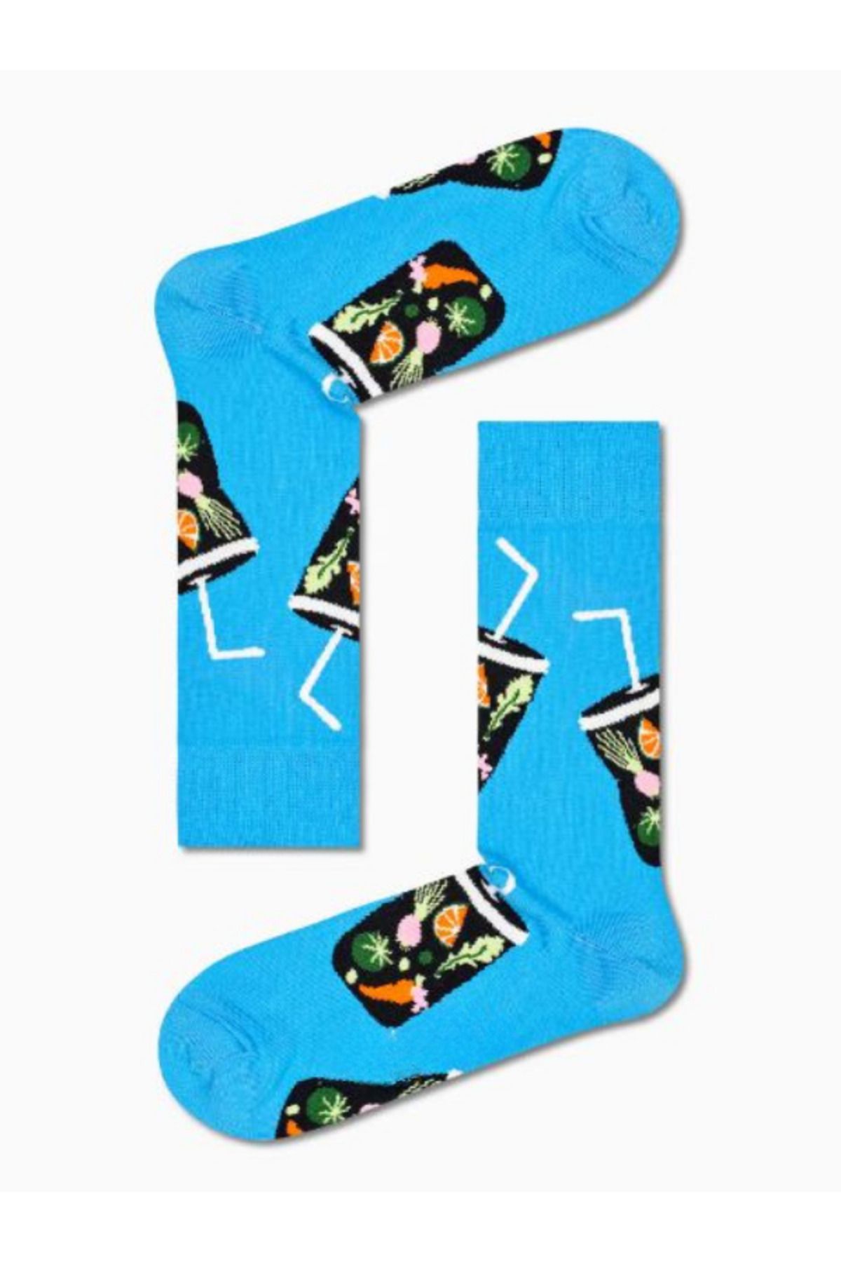 Shuttle Park Özel Seri Mavi Happy Renkli Socks Life Desenli Eğlenceli Tasarım Tarz Soket Dikişsiz Çoraplar