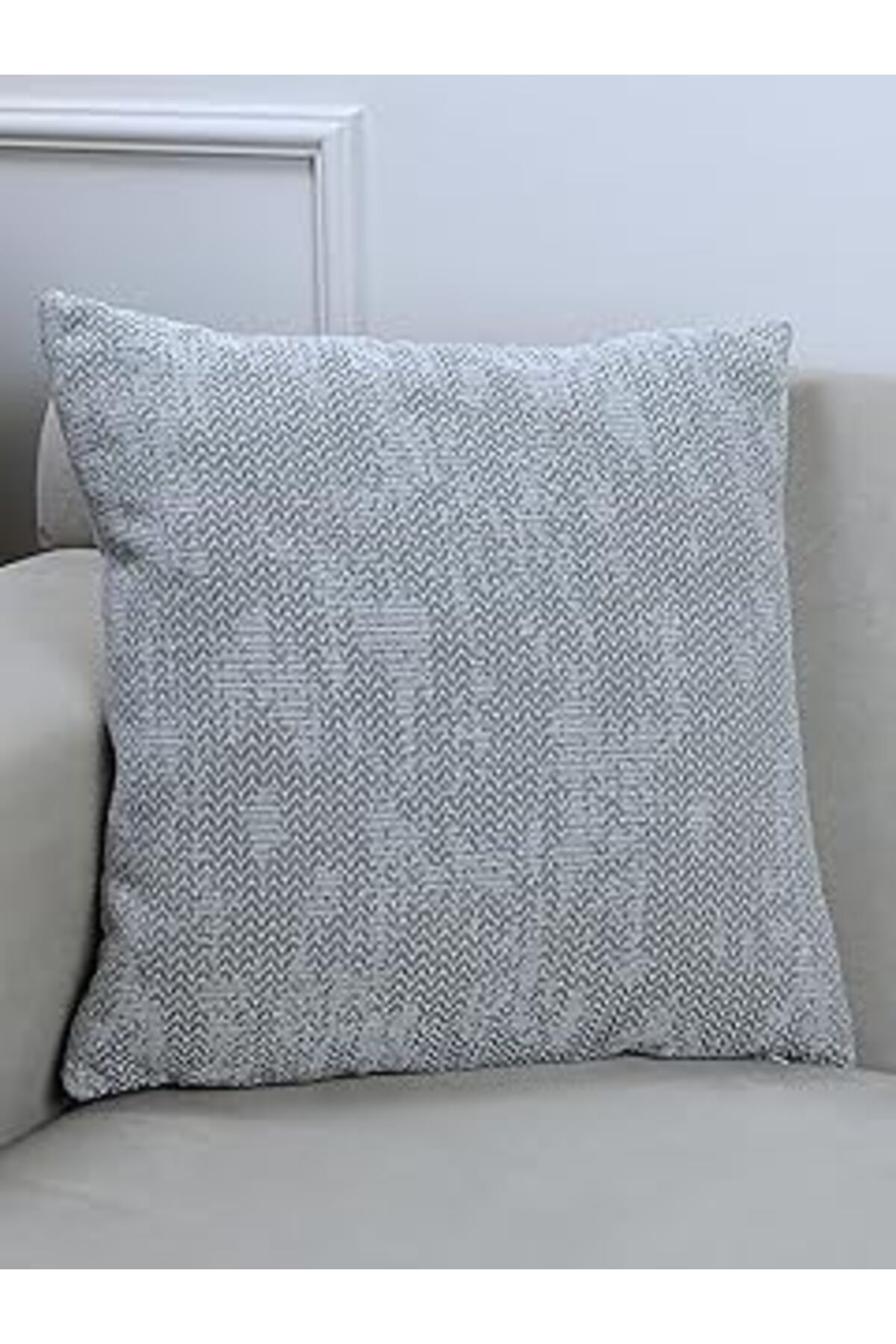 karadağsb Vanilla Home Herringbone Gri Renk Çizgi Desenli 45X45 Kırlent Kılıfı