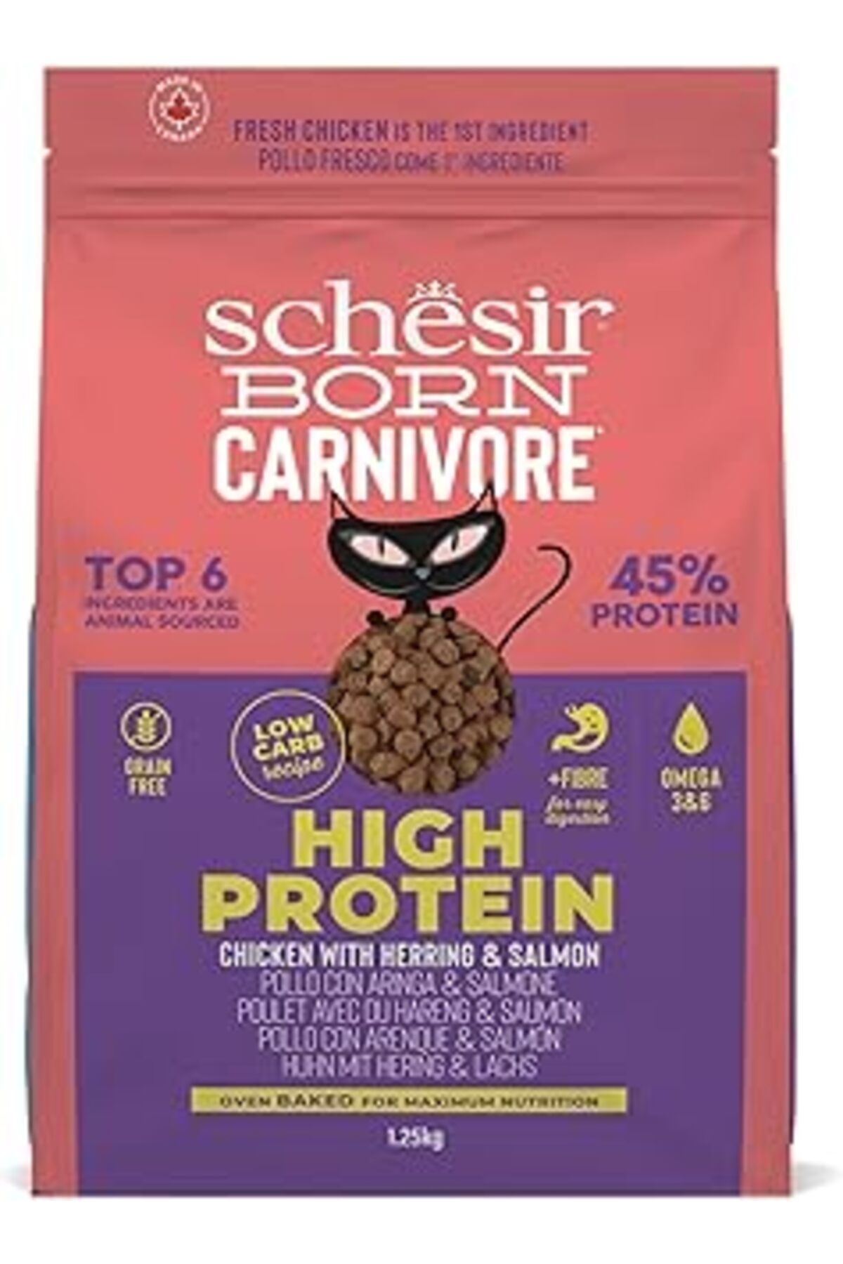 karadağsb Schesir Born Carnivore Tavuklu Somonlu Ve Ringa Balıklı Yetişkin Kedi Maması 1,25Kg