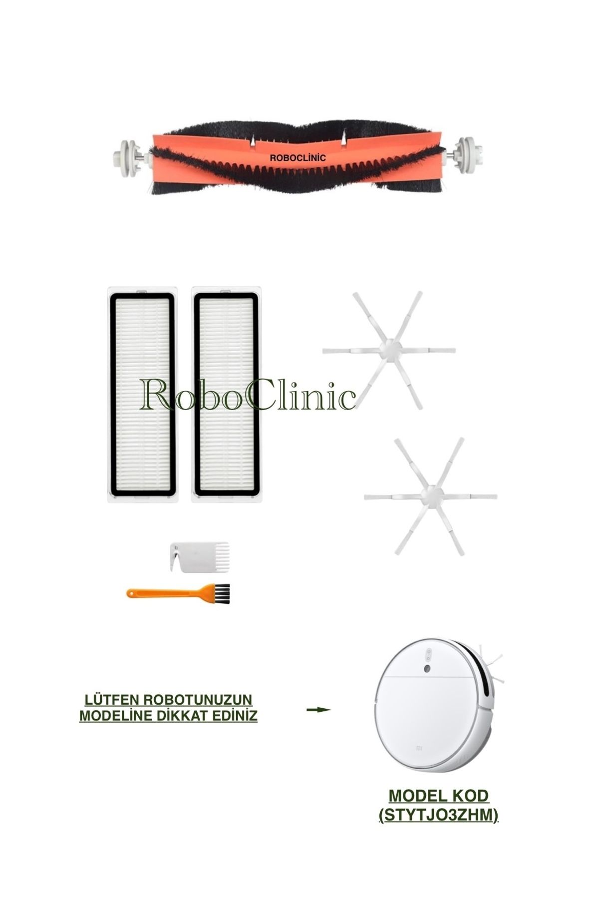 Roboclinic Xiaomi Mi Robot Vacuum Mop 2 (STYTJO3ZHM) Robot Süpürge Uyumlu Fırça, Filtre, Mop Seti-7 Parça