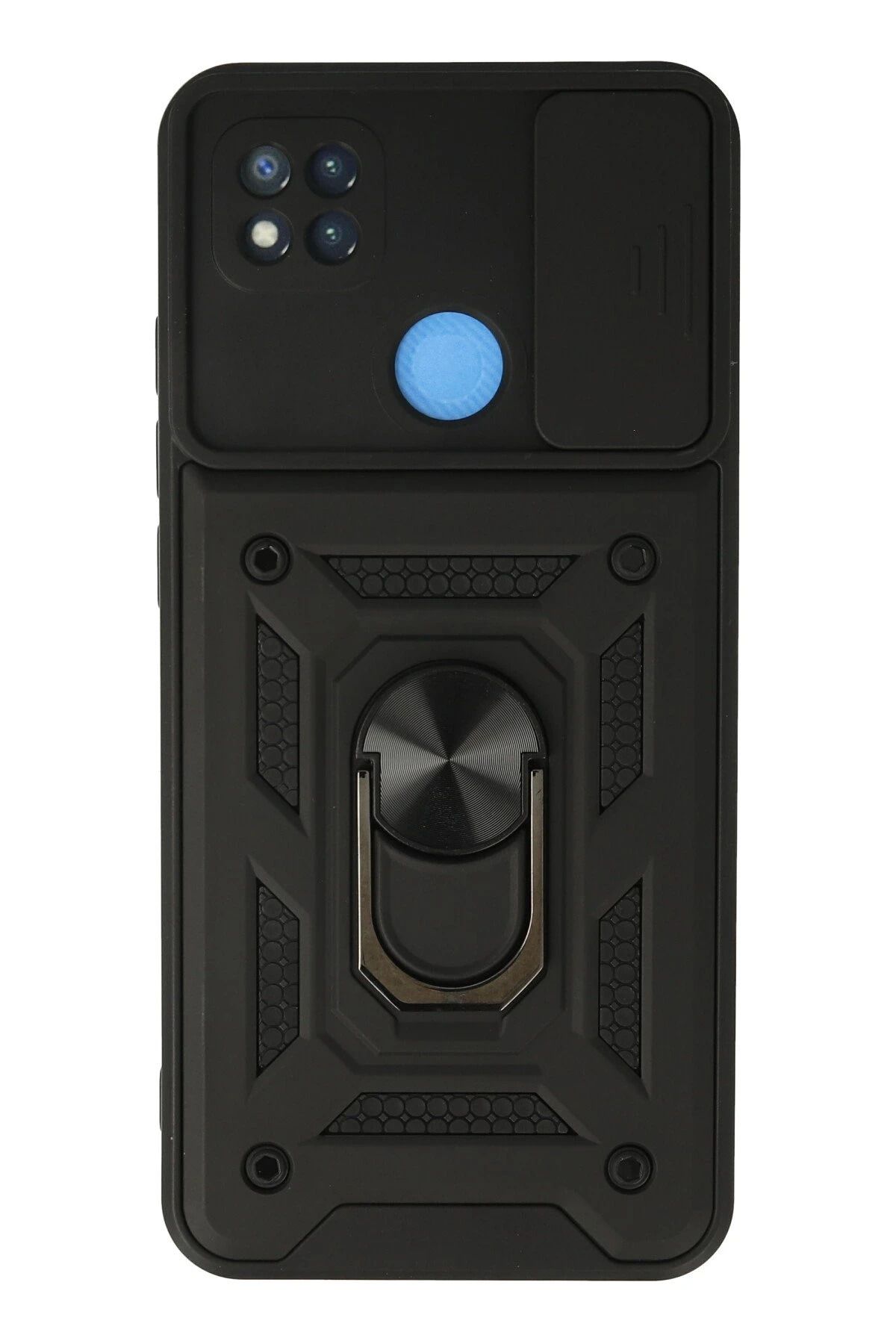 NewFace Xiaomi Redmi 9C Kılıf Pars Lens Yüzüklü Silikon - Siyah FERRG