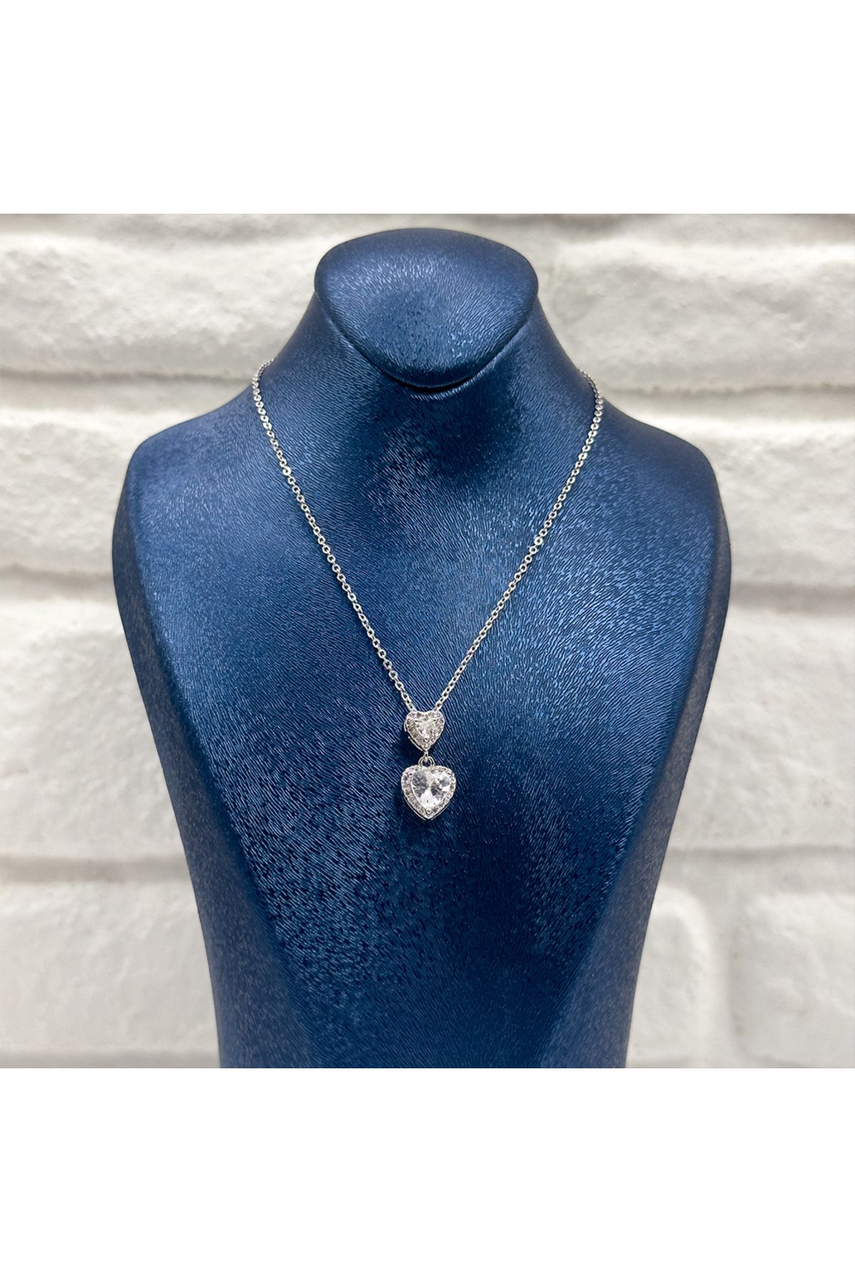 Livora Jewelry İkili Kalp Tasarım Gümüş Kolye