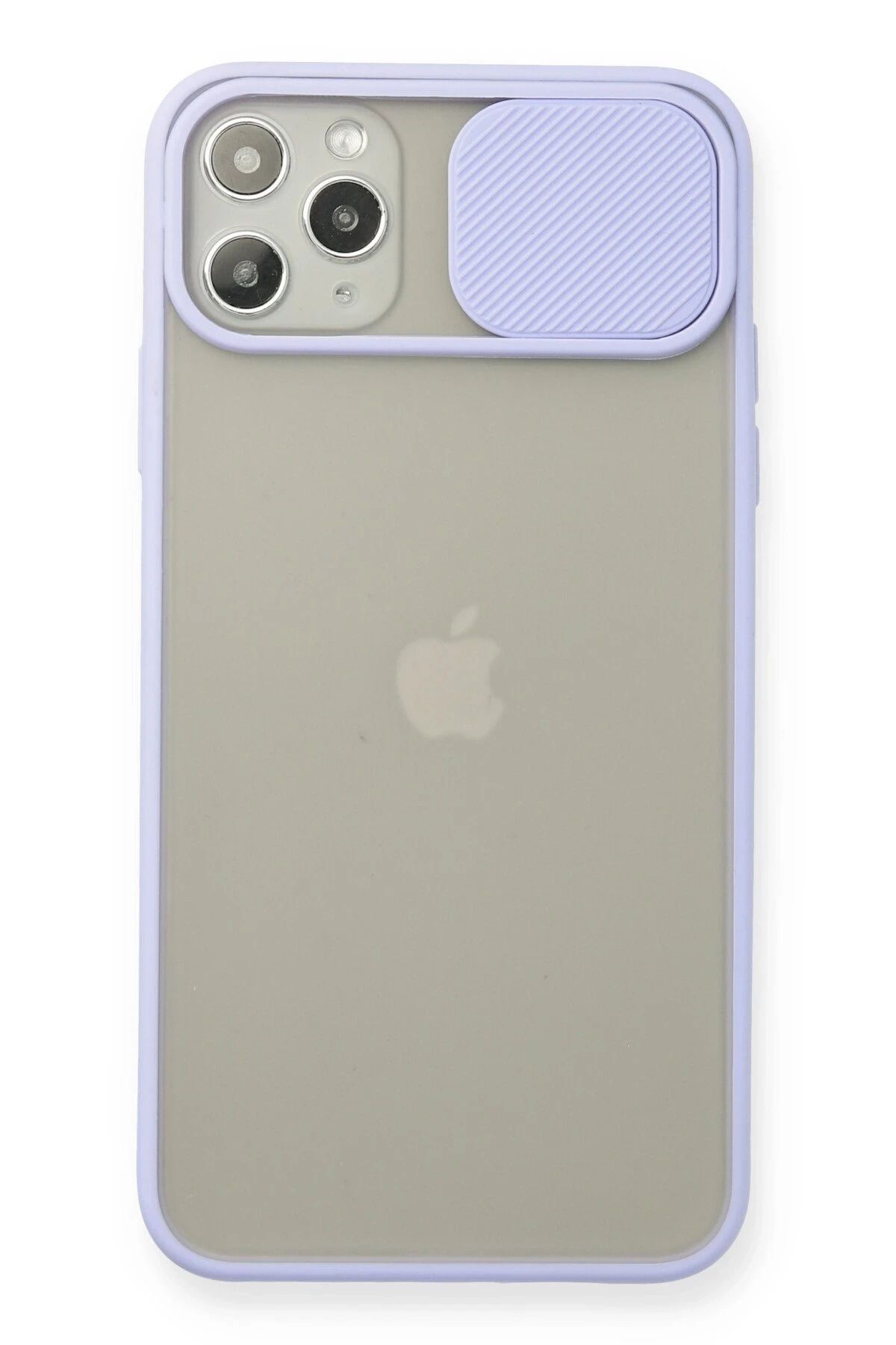 NewFace iPhone 11 Pro Max Kılıf Palm Buzlu Kamera Sürgülü Silikon - Lila FLKRY